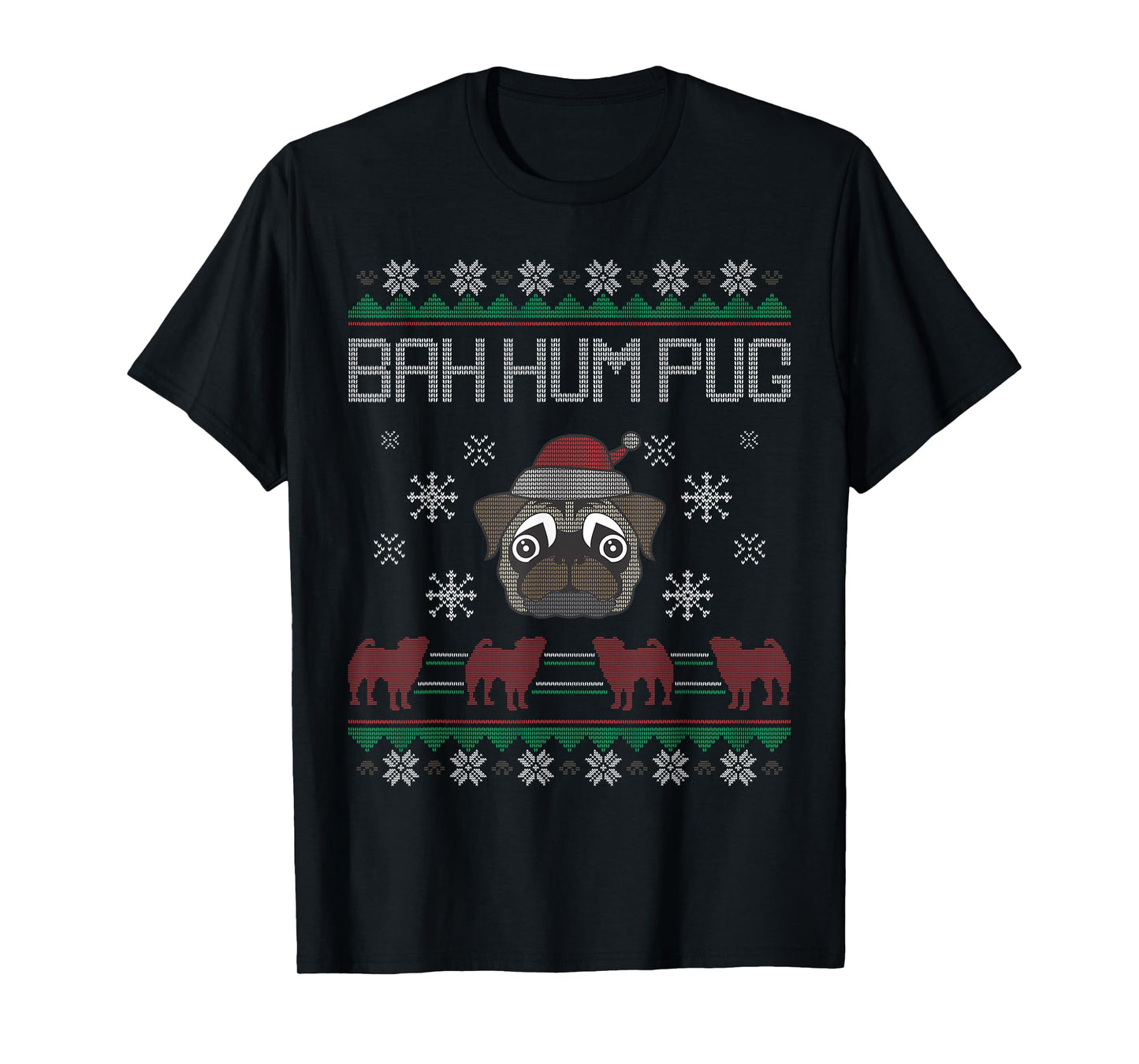 Ba Hum Pug Pugly Pug Santa Claus Dog Ugly Christmas Sweater T-Shirt