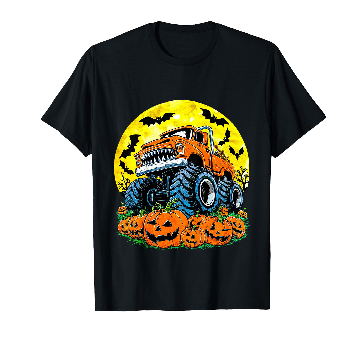 Monster Truck Halloween Jack O Lantern Moon Pumpkin Toddler T-Shirt