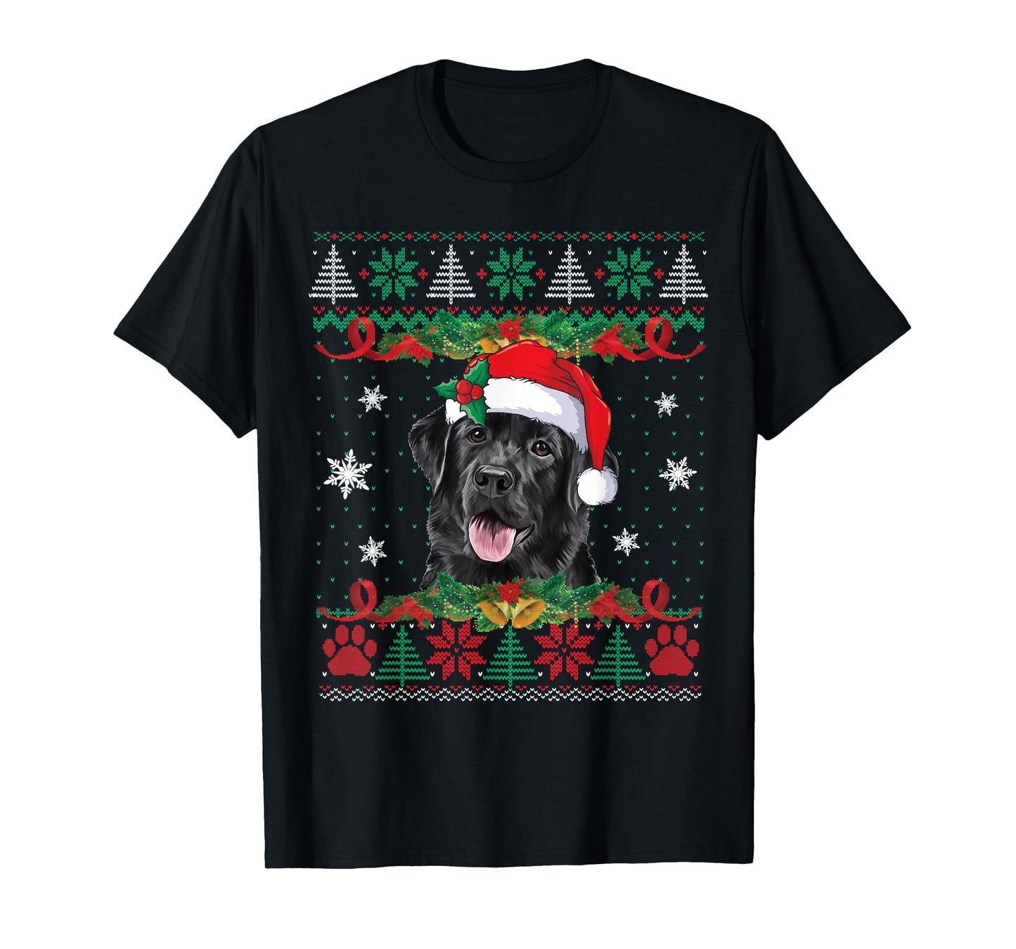 Black Lab Labrador Christmas Santa Hat Dog Ugly Sweater T-Shirt