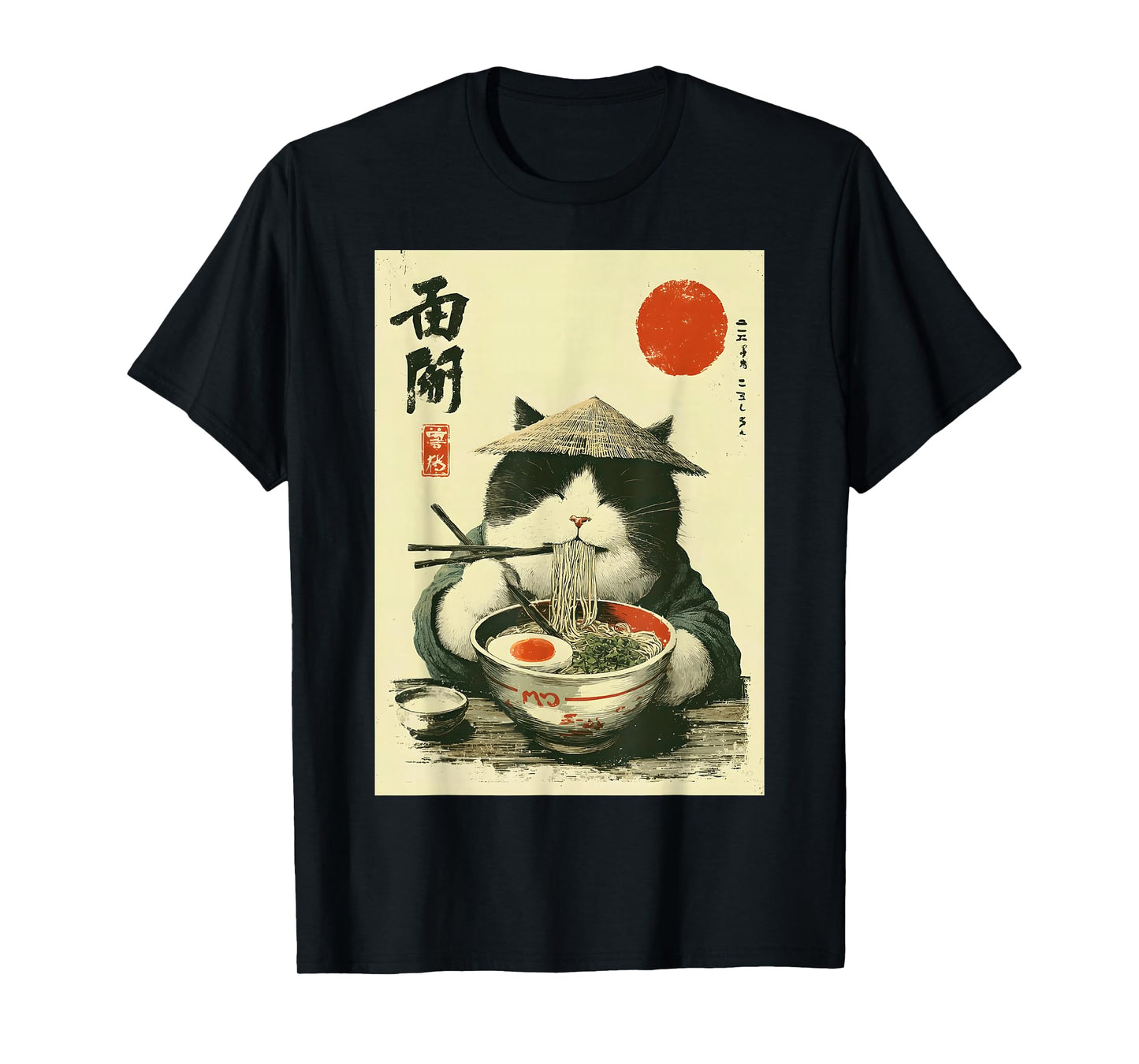 Funny Japanese Ramen Cat Art Kawaii Noodle Lover Anime Style T-Shirt