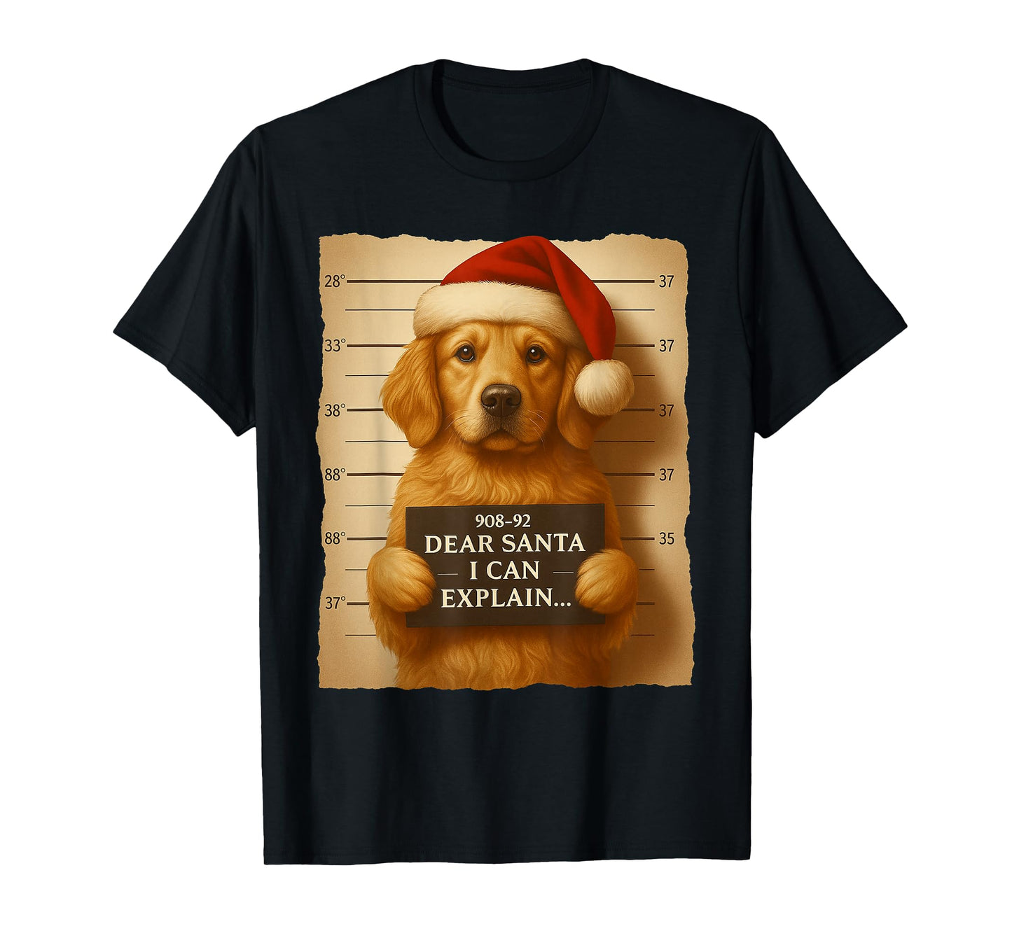Funny Christmas Dog - Cute Golden Retriever Santa Hat Tee T-Shirt