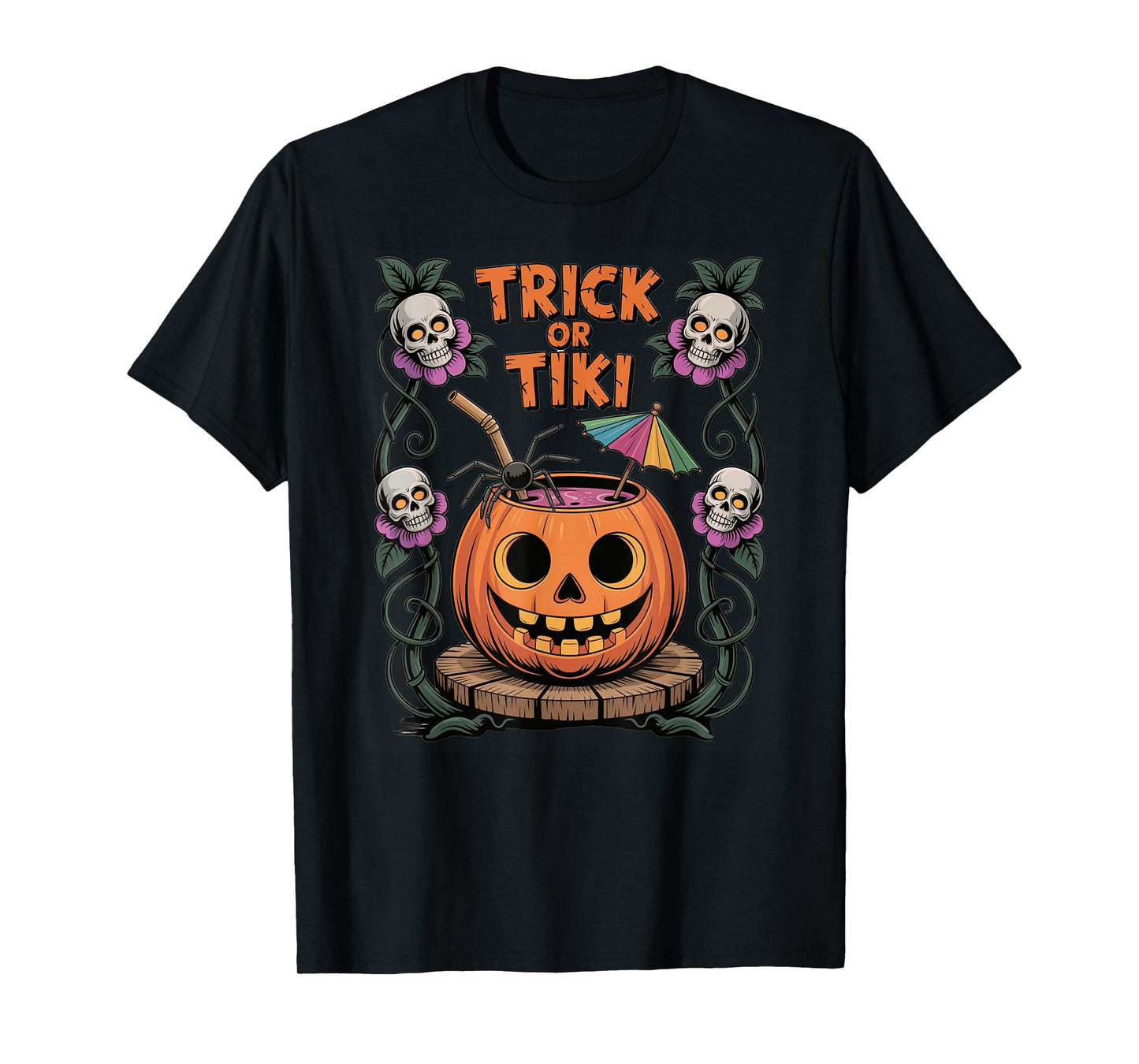 Summerween Trick or Tiki Pumpkin Summer to Halloween T-Shirt