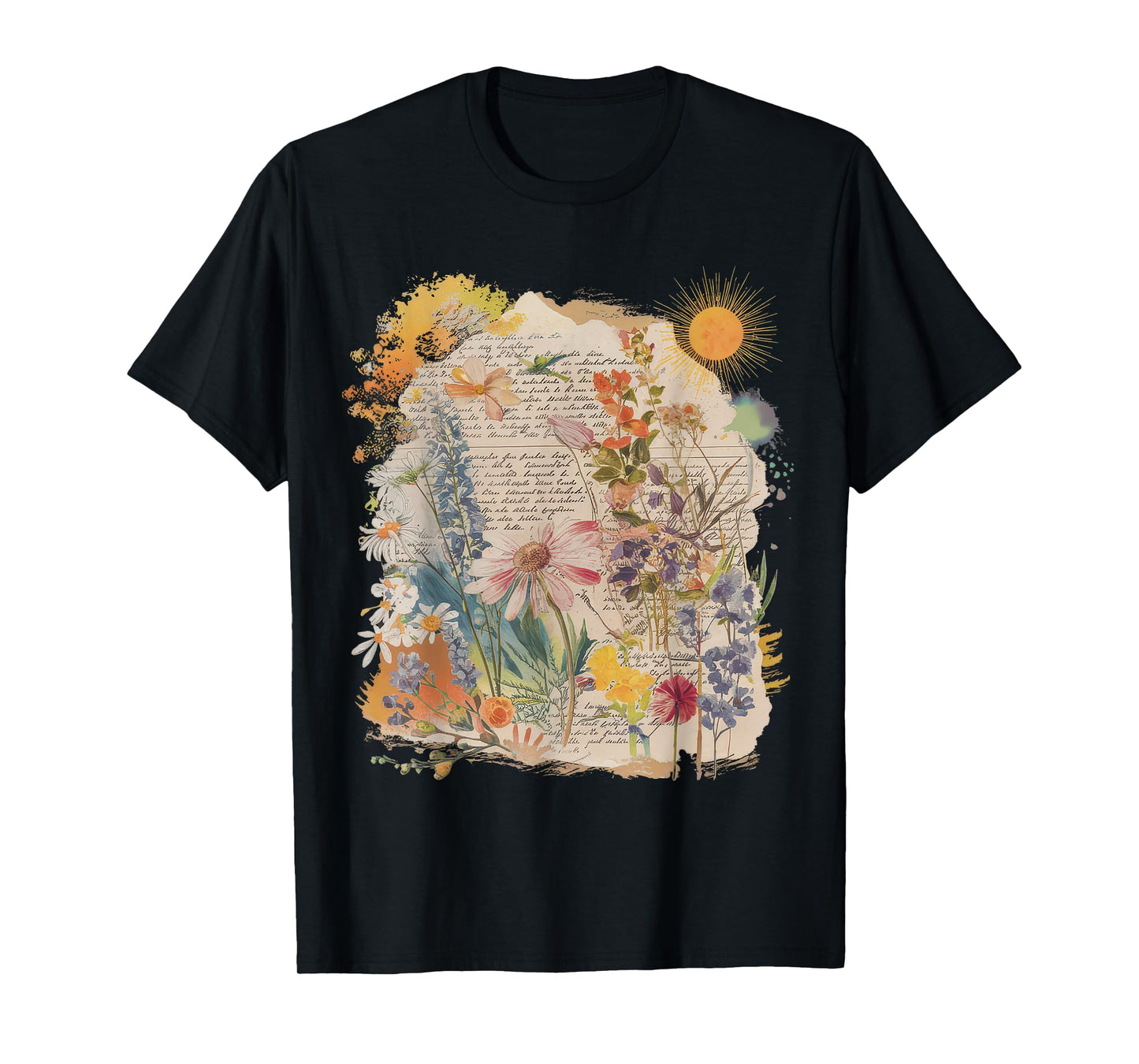 Floral Women TShirt Vintage Boho Wildflower Botanical Flower T-Shirt