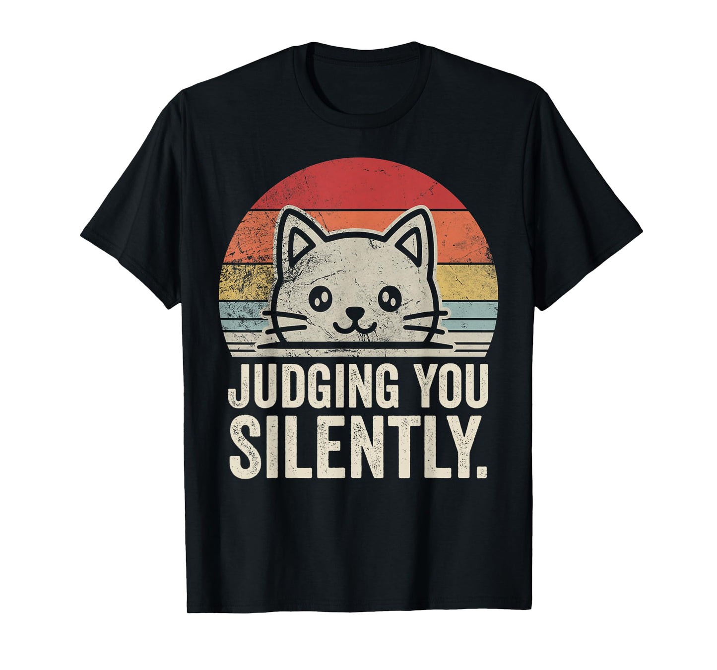 Judging You Silently Funny Cat Retro T-Shirt