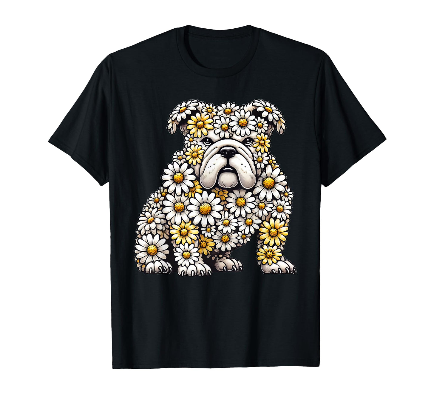 Daisy English Bulldog Dog Flower Gardening Floral T-Shirt