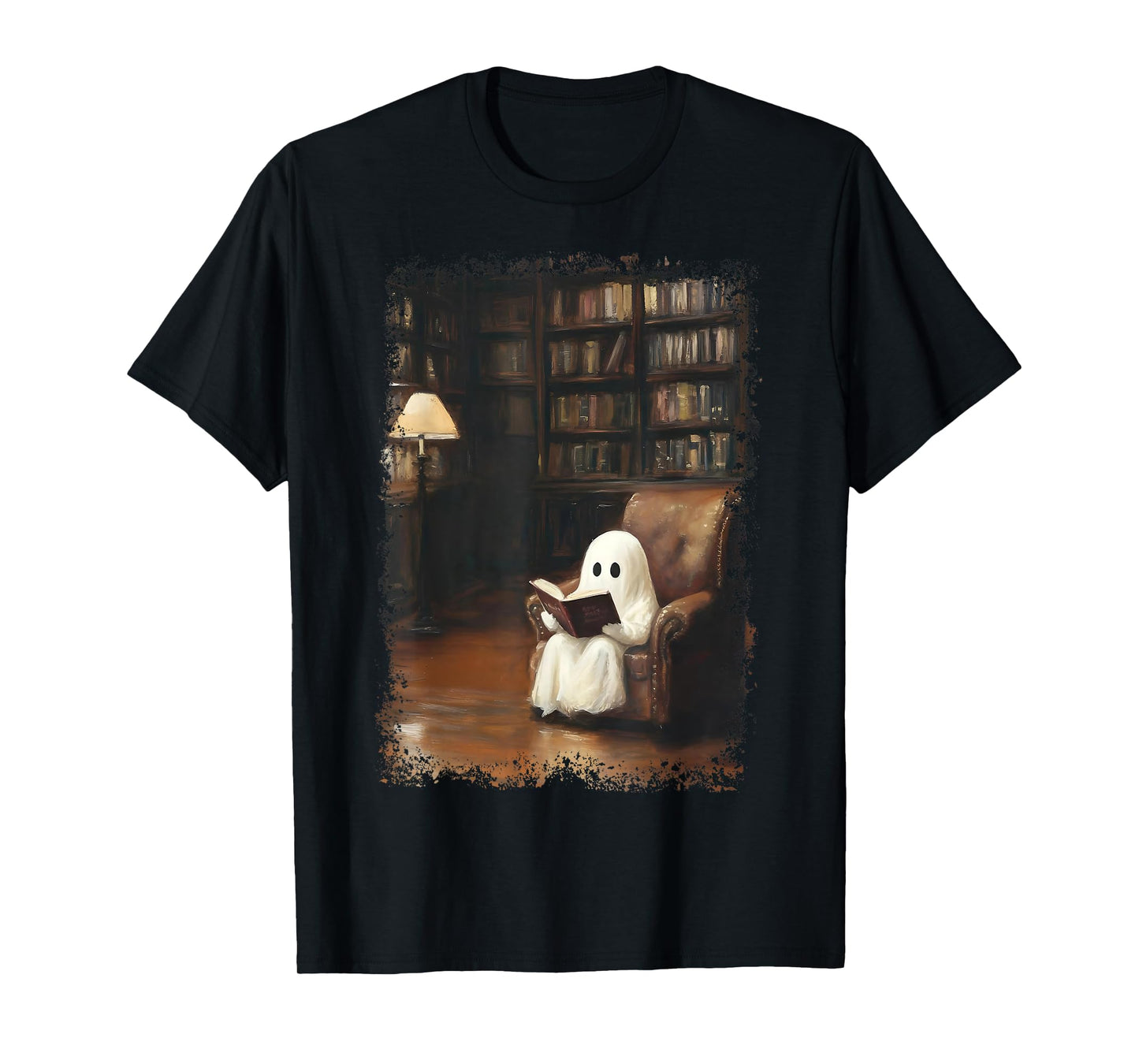 Funny Ghost Book Reading Books Lover Teacher Happy Halloween T-Shirt