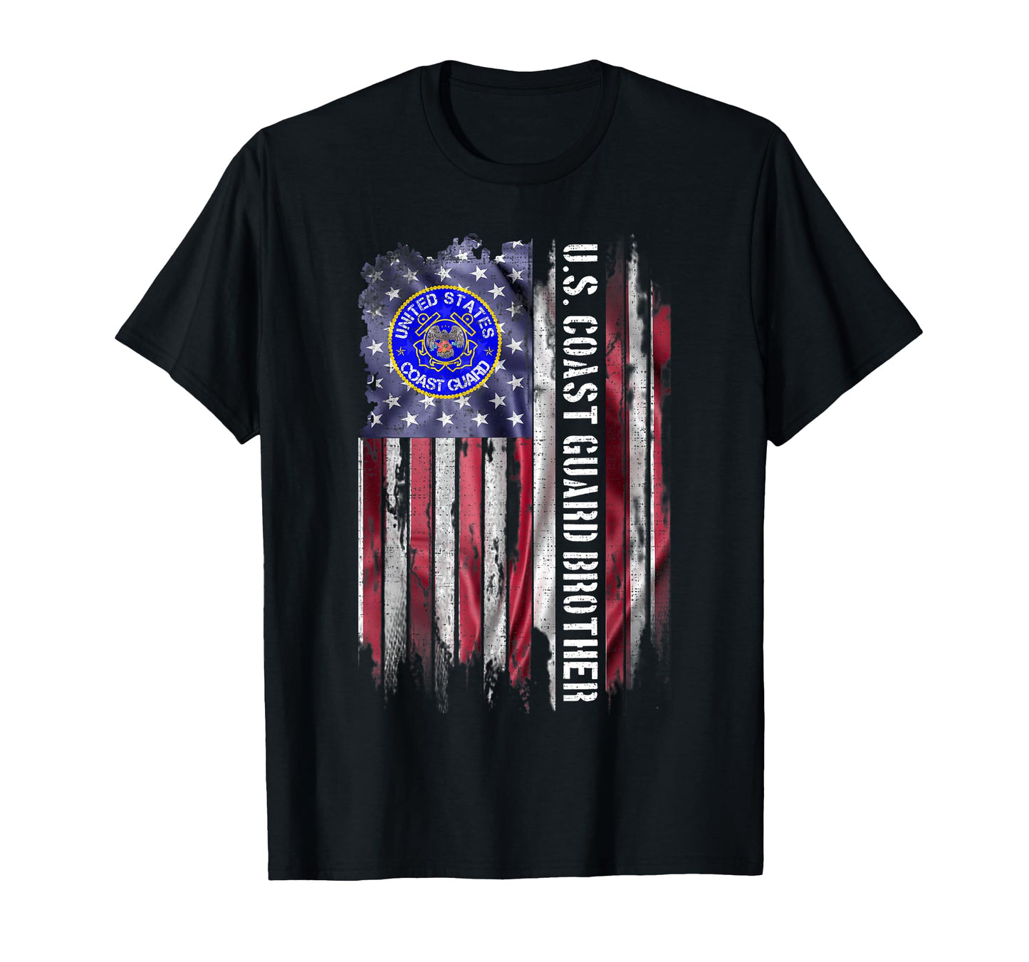 Vintage USA American Flag Proud US Coast Guard Brother Funny T-Shirt