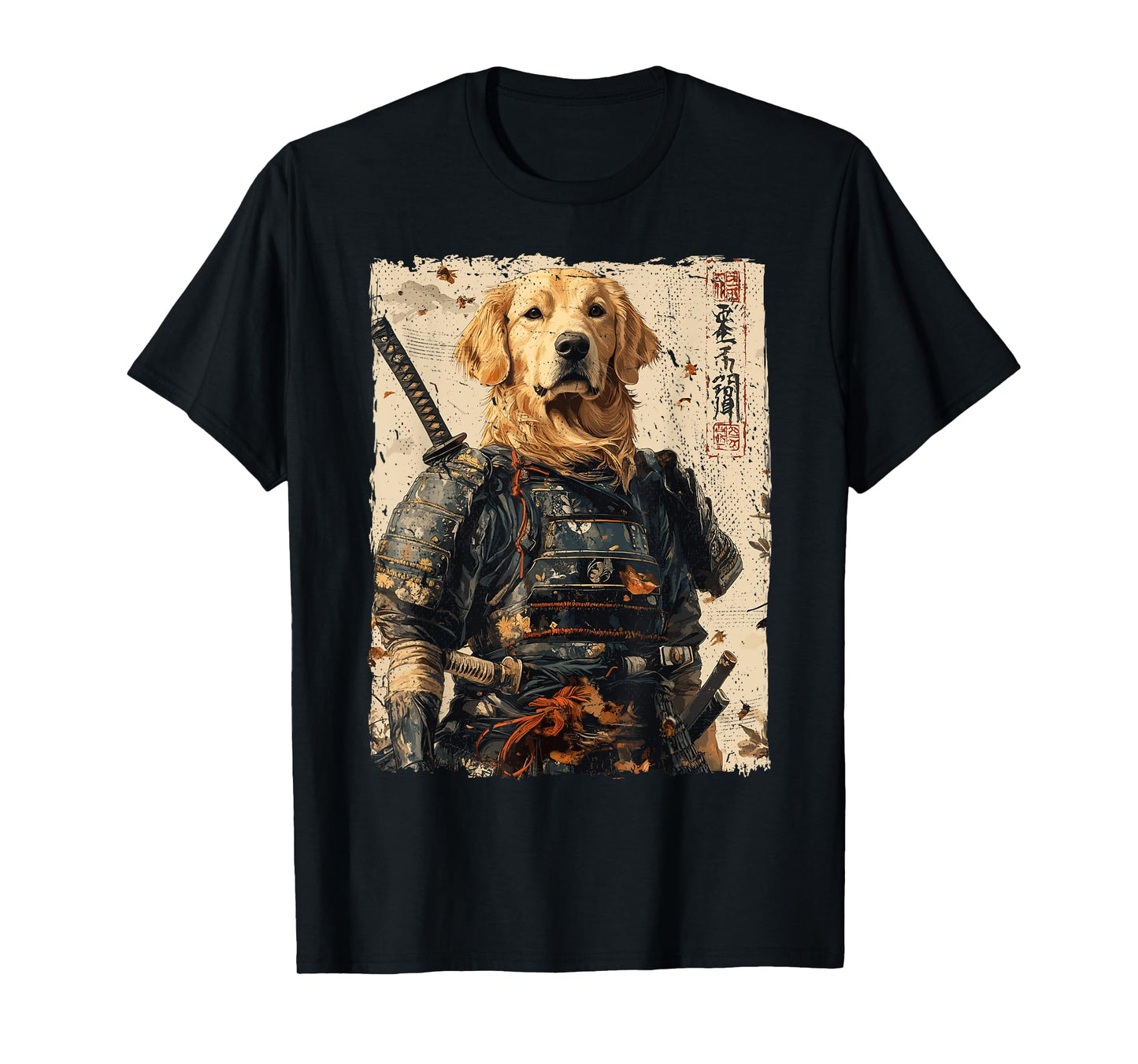 Samurai Dog Warrior Japanese Ukiyo-e Artwork Dog Samurai T-Shirt