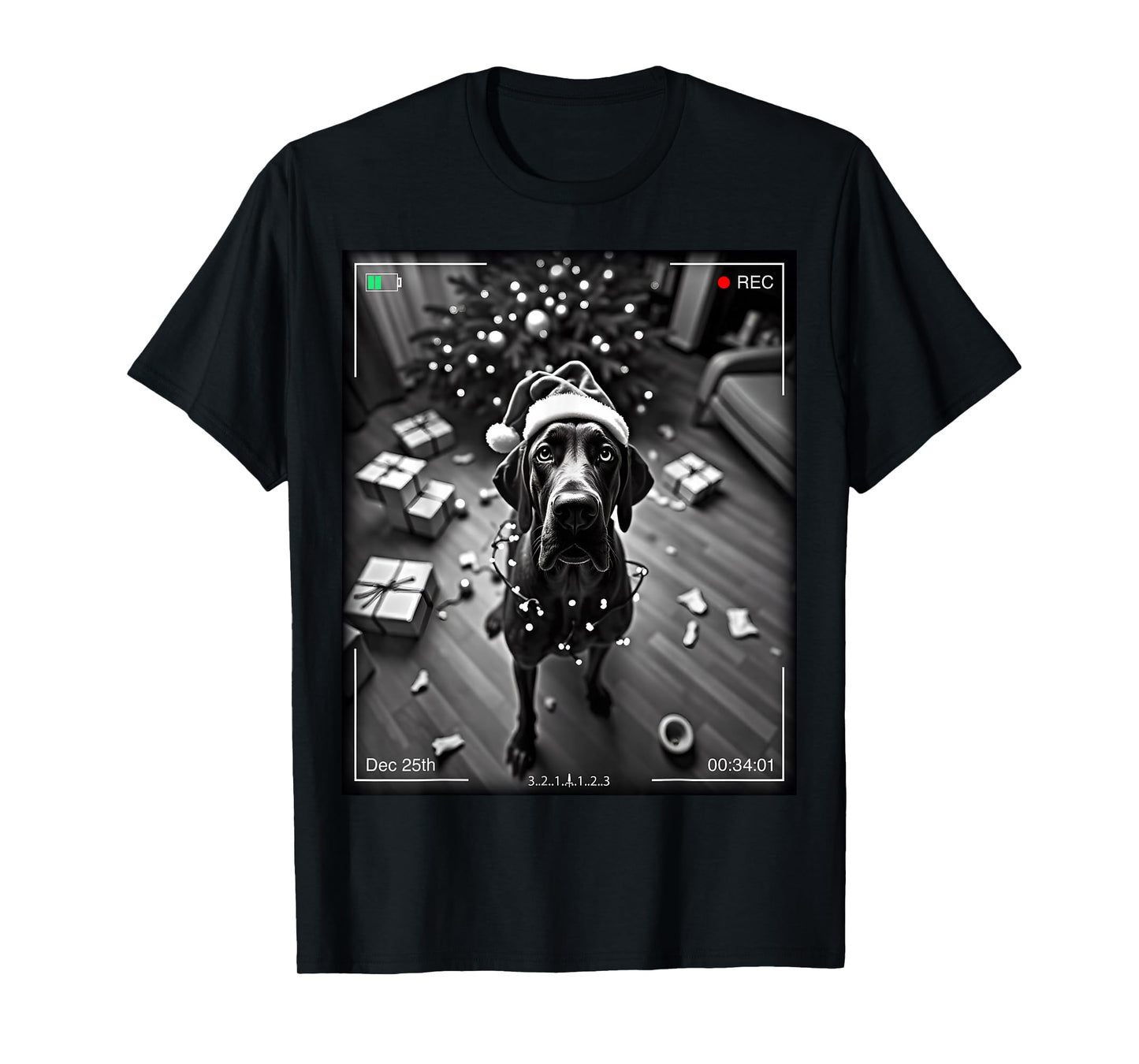 Christmas Great Dane Caught On Camera T-Shirt
