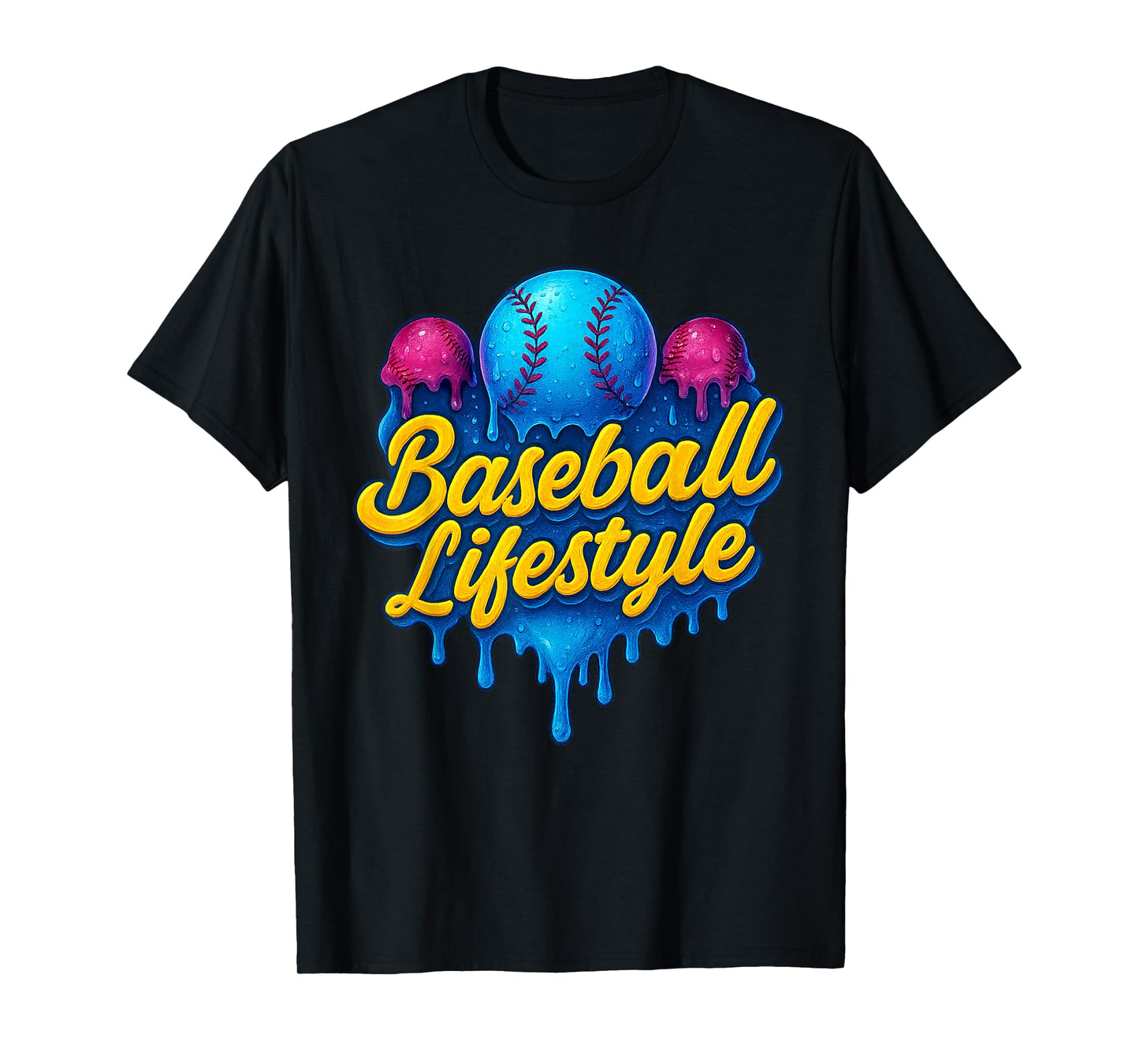 Baseball Lifestyle Home Plate Ice Cream Drip Men Boys Kids T-Shirt