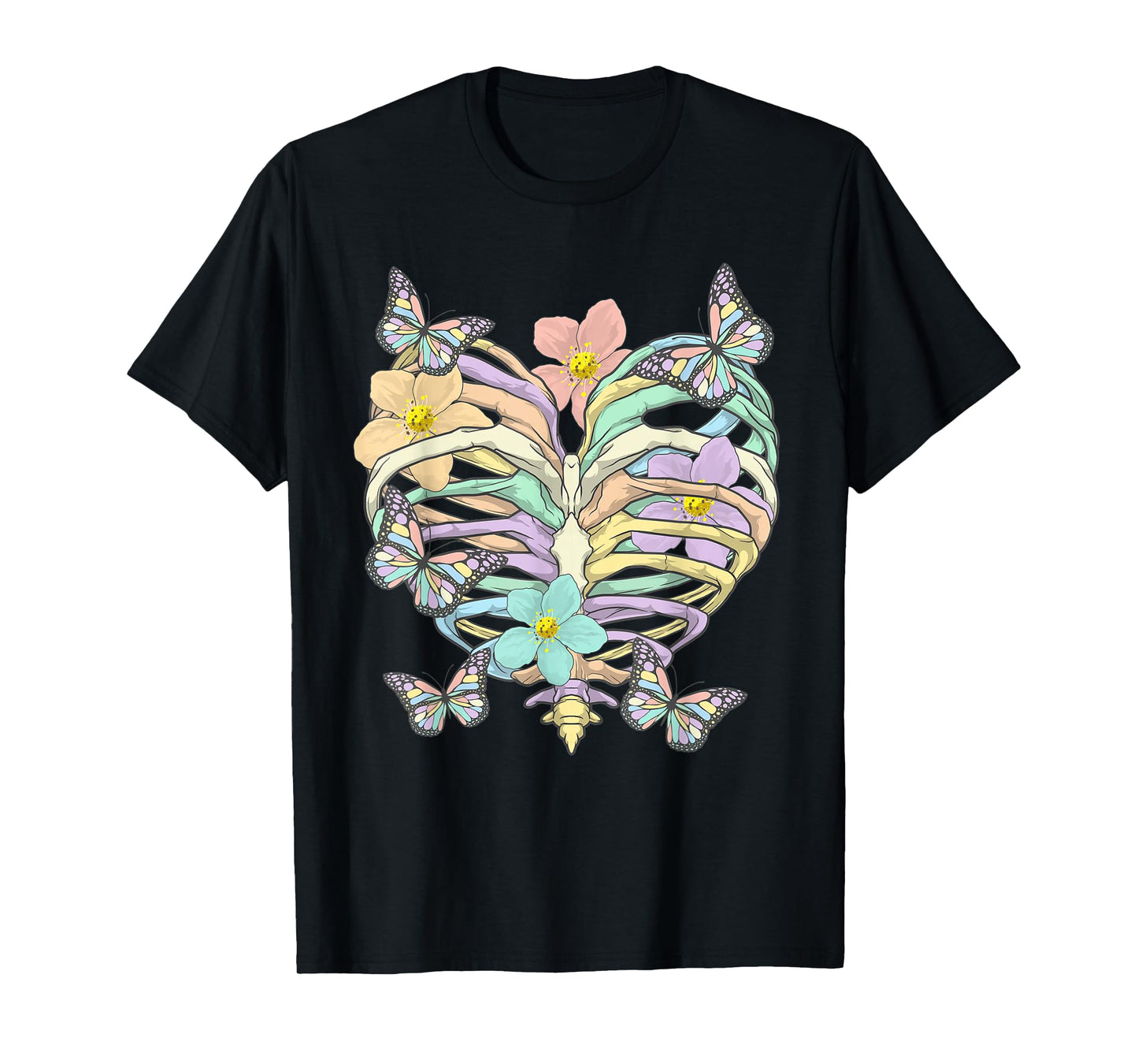Pastel Goth Heart Ribcage Harajuku Goth Aesthetic Otaku T-Shirt