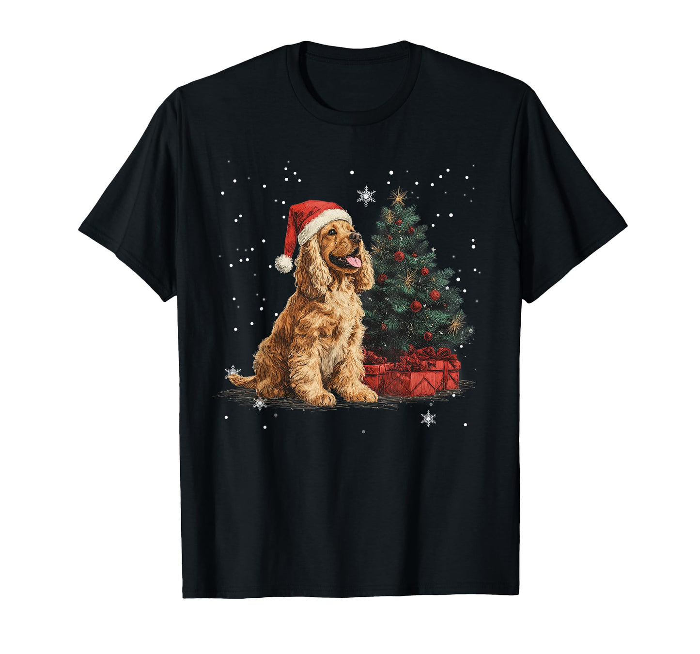 Funny Cocker Spaniel Dog Christmas Tree Women Men Kids T-Shirt