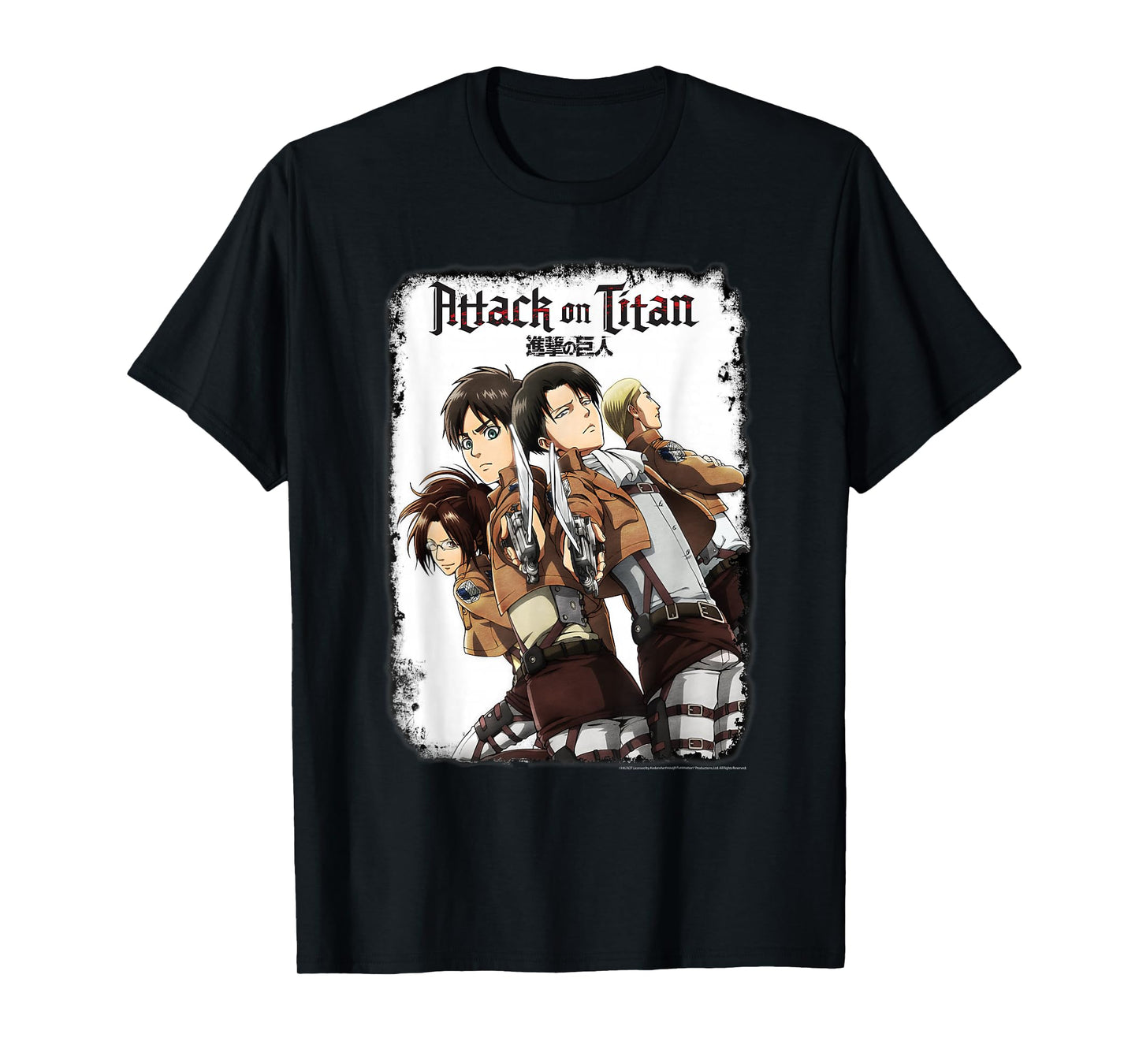 Attack on Titan Group Portrait with Swords and Logo Anime T-Shirt