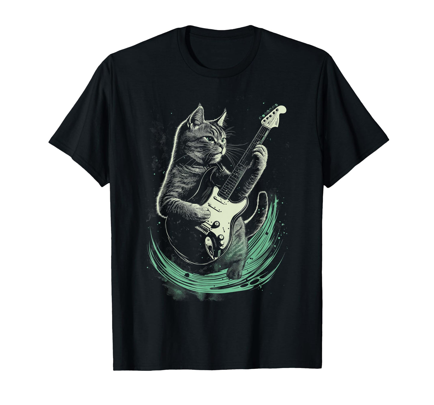 Cat Playing Guitar Rock Star Rock and Roll For Men Women Kid T-Shirt