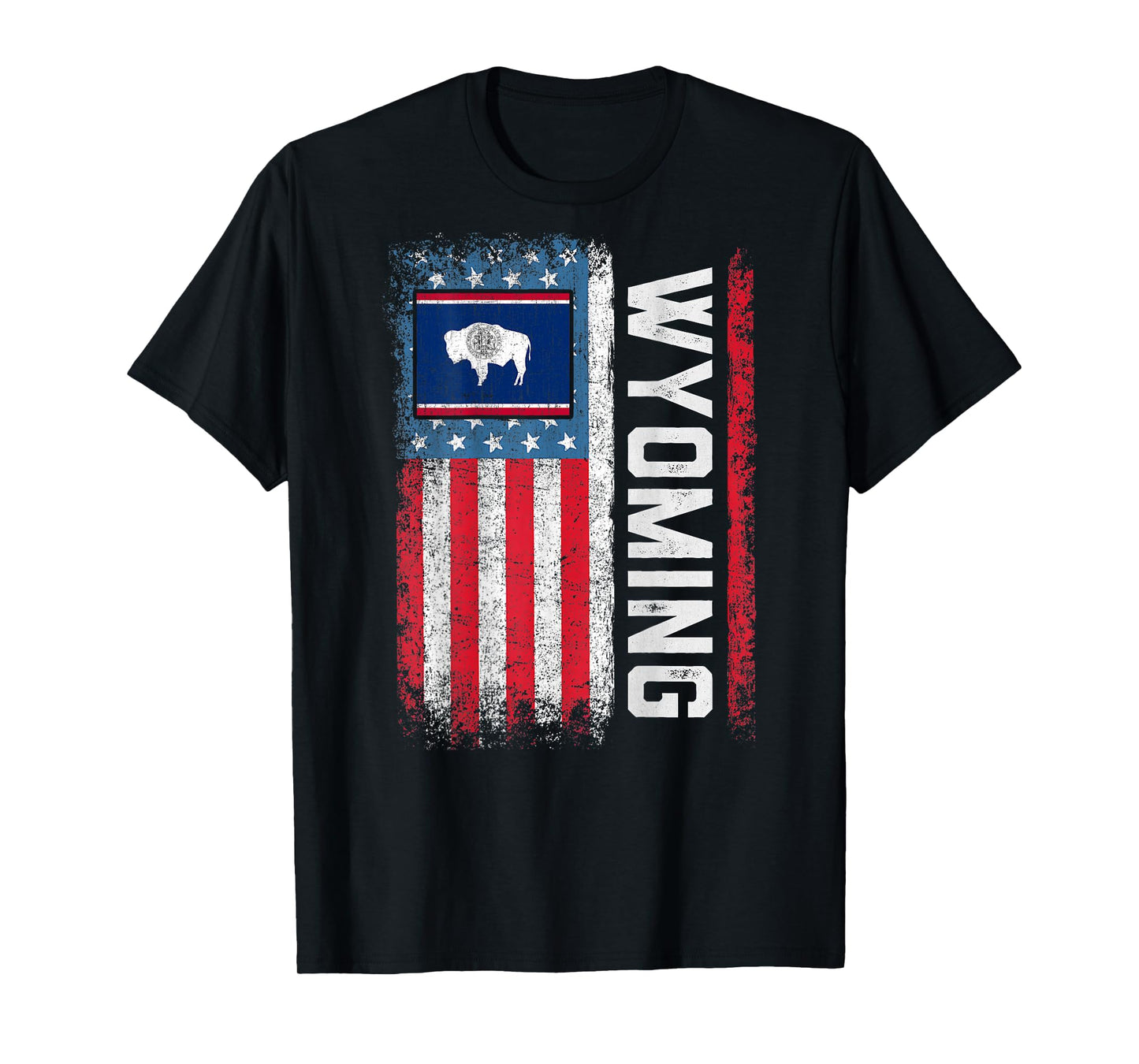 Vintage Wyoming State USA Flag Shirt Wyoming (On Back) T-Shirt