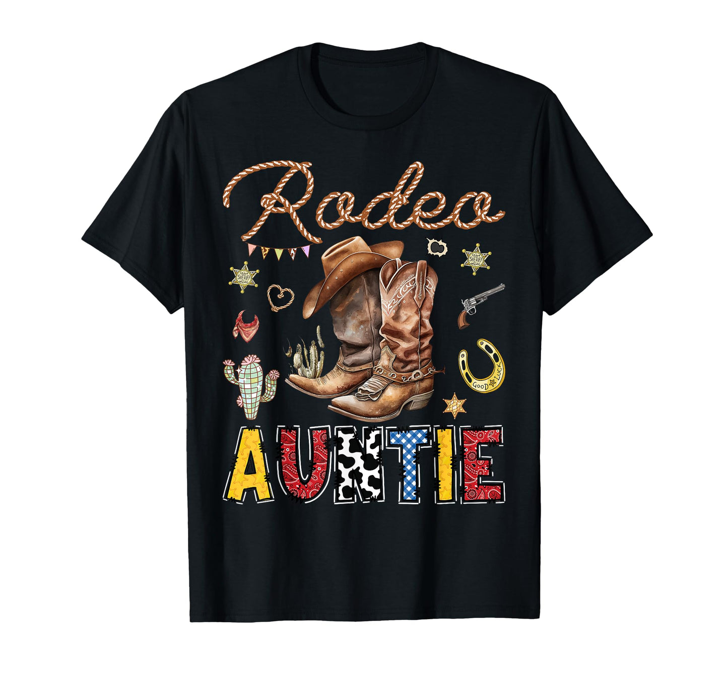 Rodeo Auntie Western Cowboy Birthday Matching Family T-Shirt