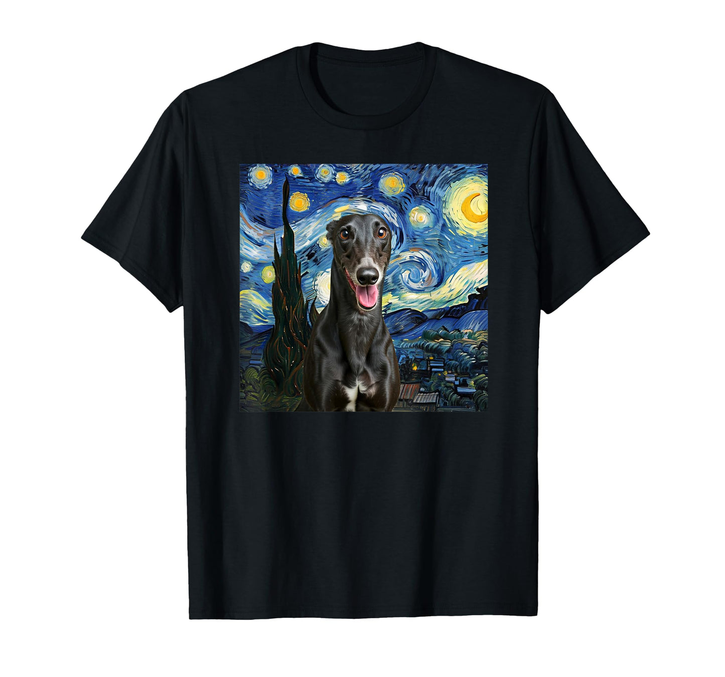 Black Greyhound Starry Night Dog Lover Gift T-Shirt