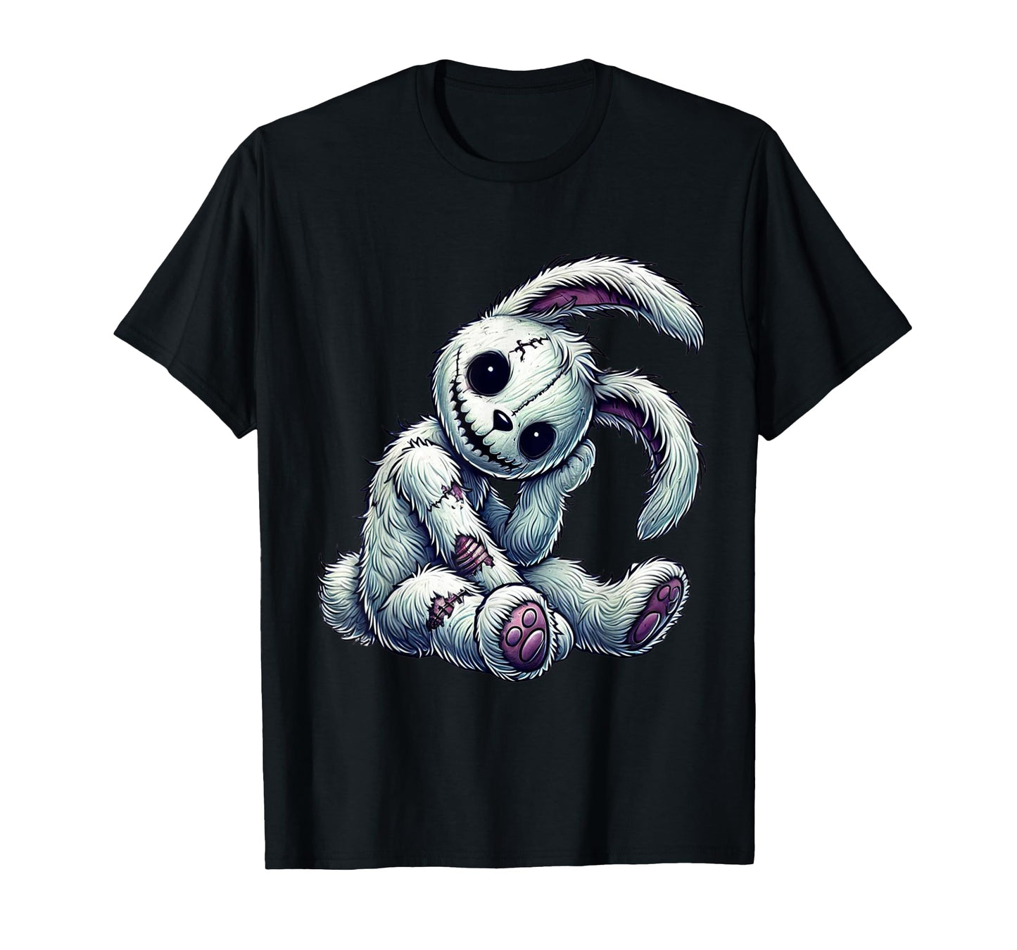 Zombie Bunny Stitched Easter gothic and Creepy Halloween T-Shirt