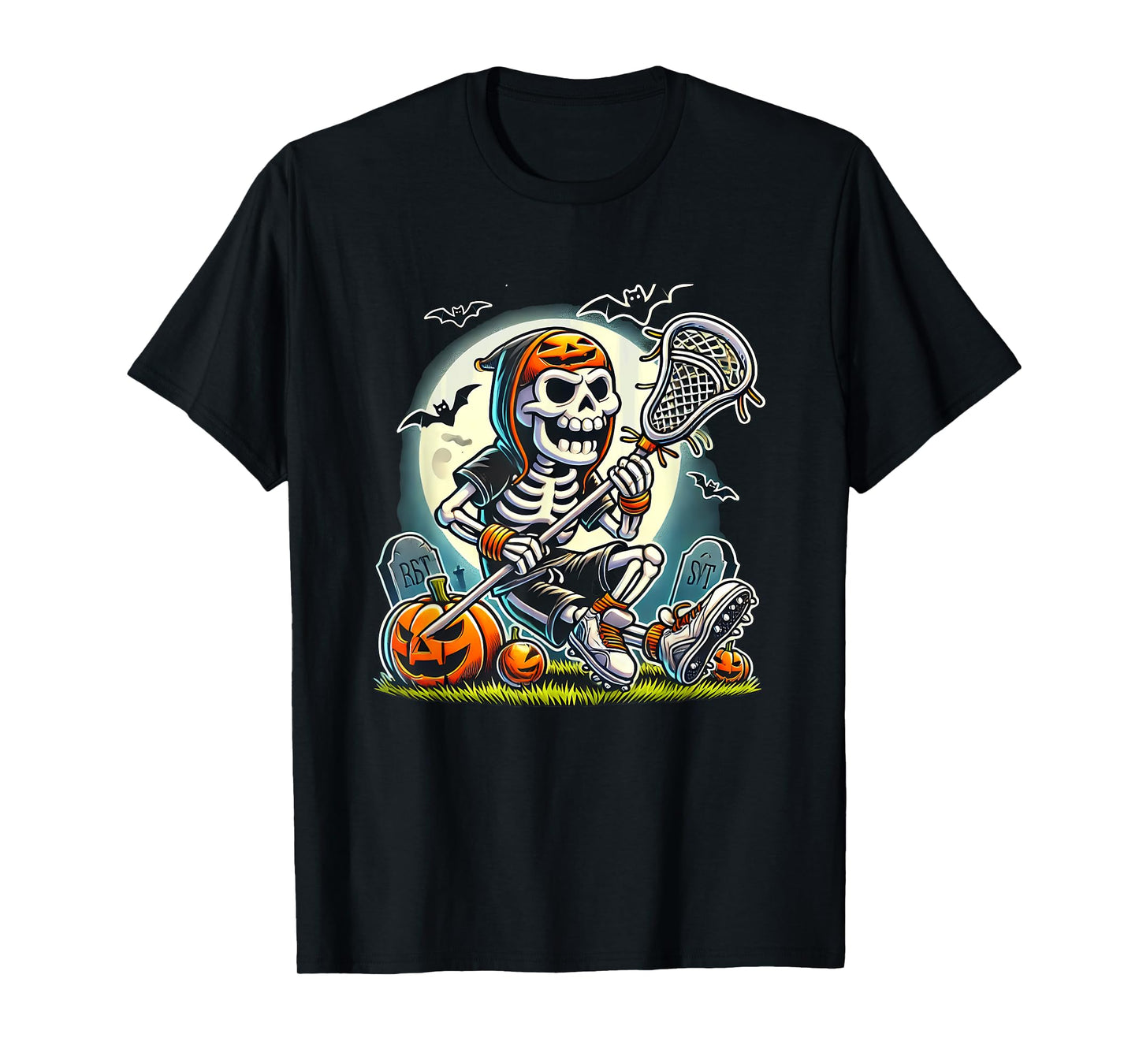 Halloween Skeleton Lacrosse T-Shirt