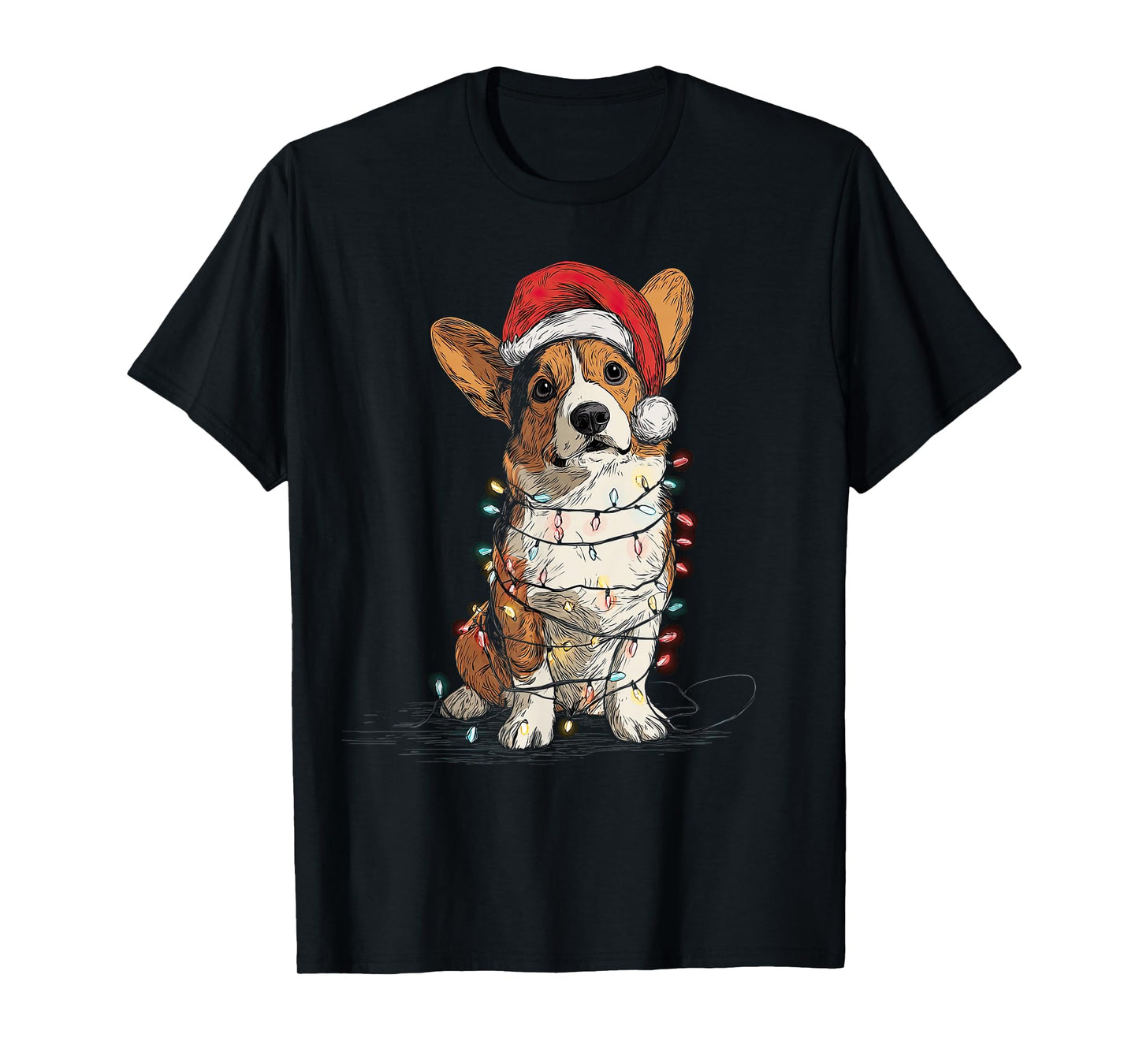Funny Cardigan Welsh Corgi Christmas Graphics Dog Lights T-Shirt