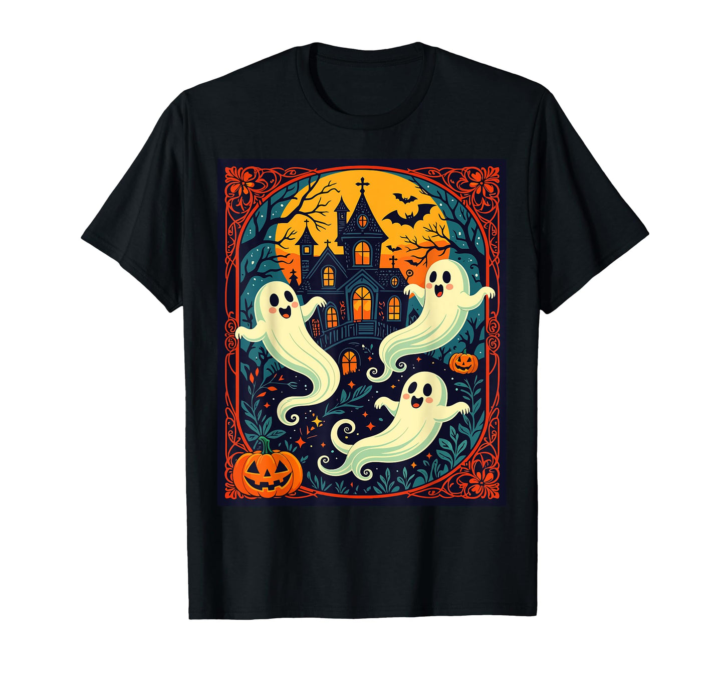 Haunted House - Orange Moon Close T-Shirt