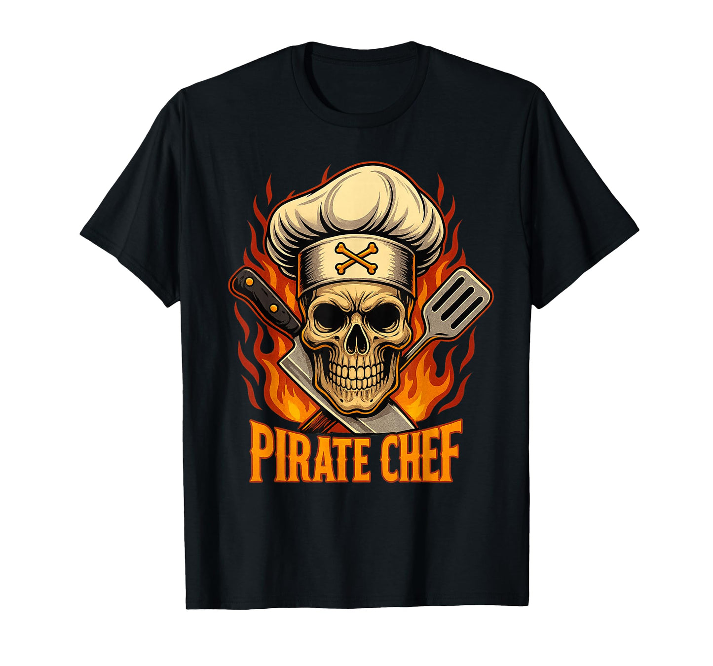 Culinary Pirate Cook Chef Hat Knife Spatula Skull Halloween T-Shirt