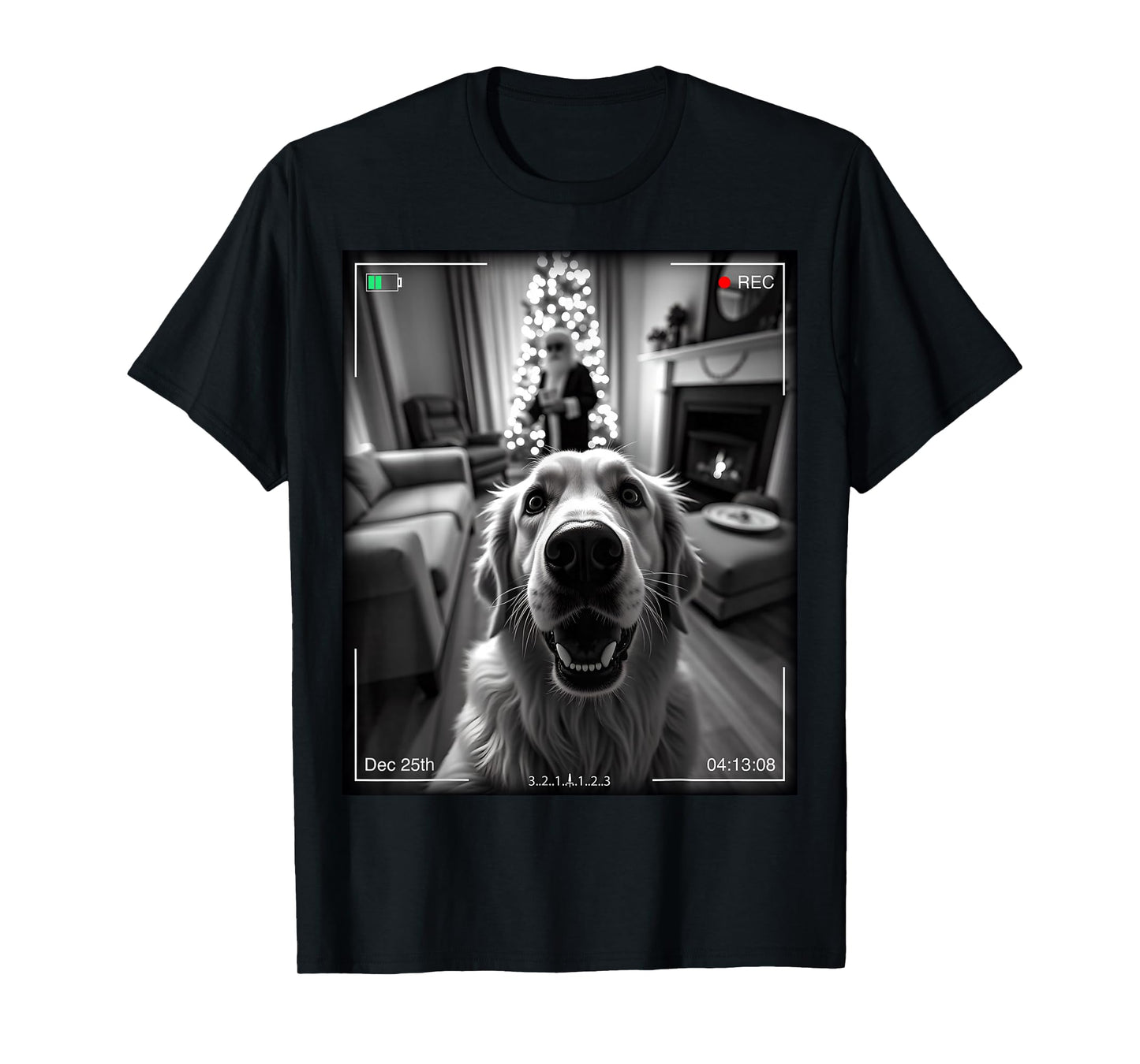 Golden Retriever Catches Santa On Camera Xmas T-Shirt