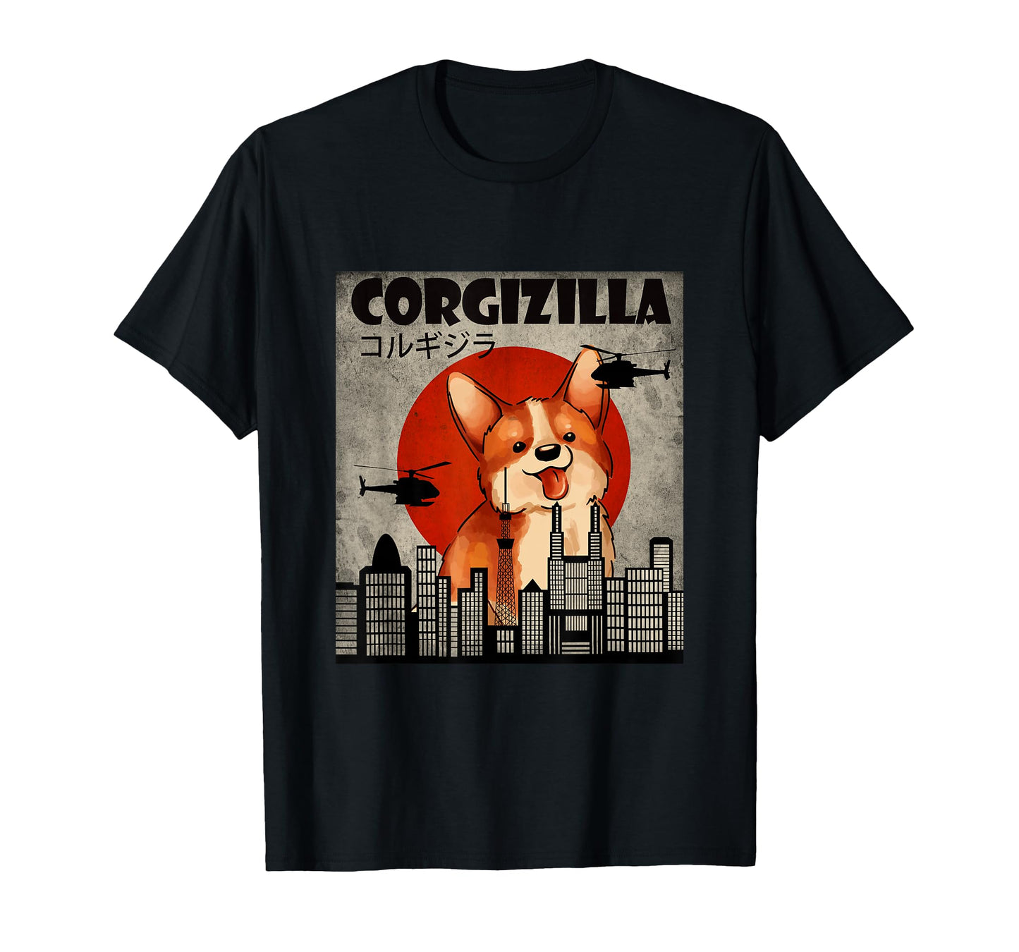 Cute Corgi , Funny CorgiZilla , Japanese Style T-Shirt