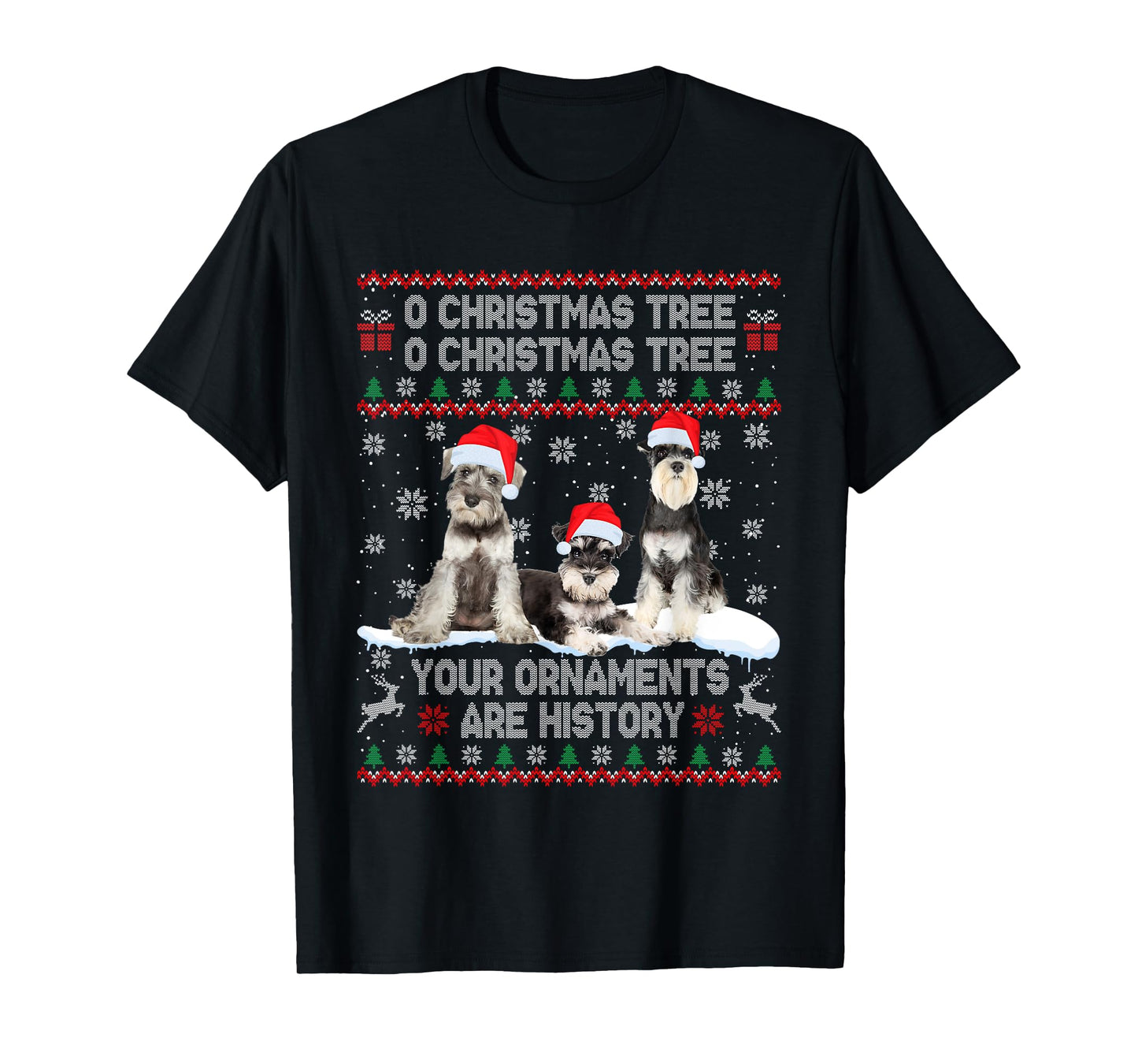 Schnauzer Dog Ugly Sweater Christmas Light Xmas Pajama T-Shirt