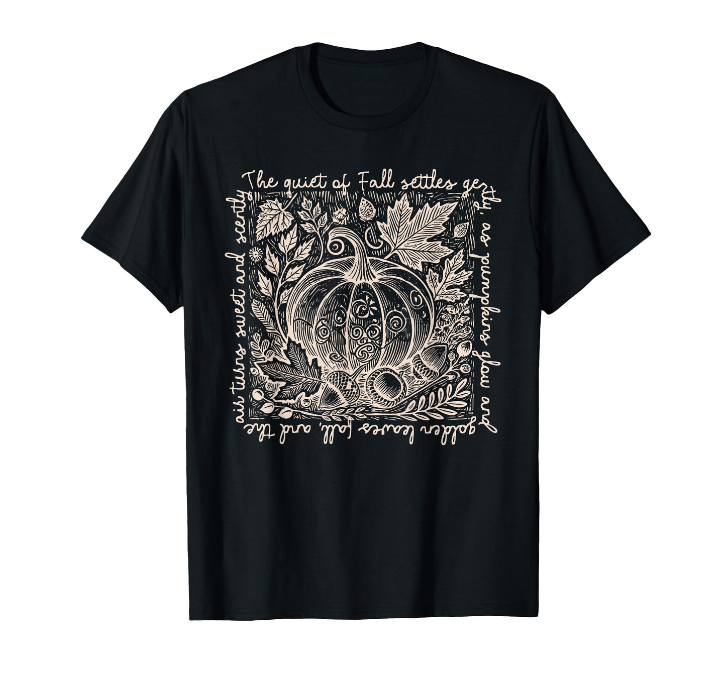 Retro Boho Celestial The Quiet of Fall Settles Gentle Autumn T-Shirt