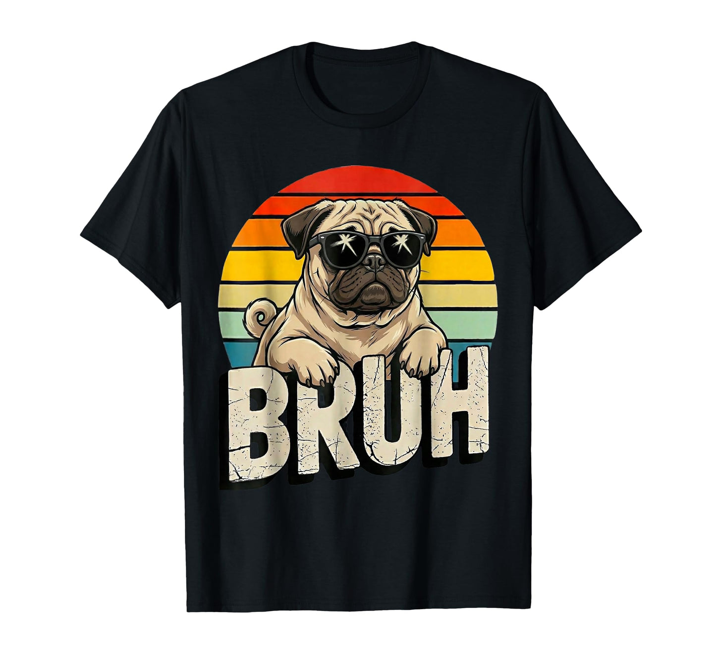 Pug says BruhAdorable Dog Funny Humor Fashion Meme Lover T-Shirt