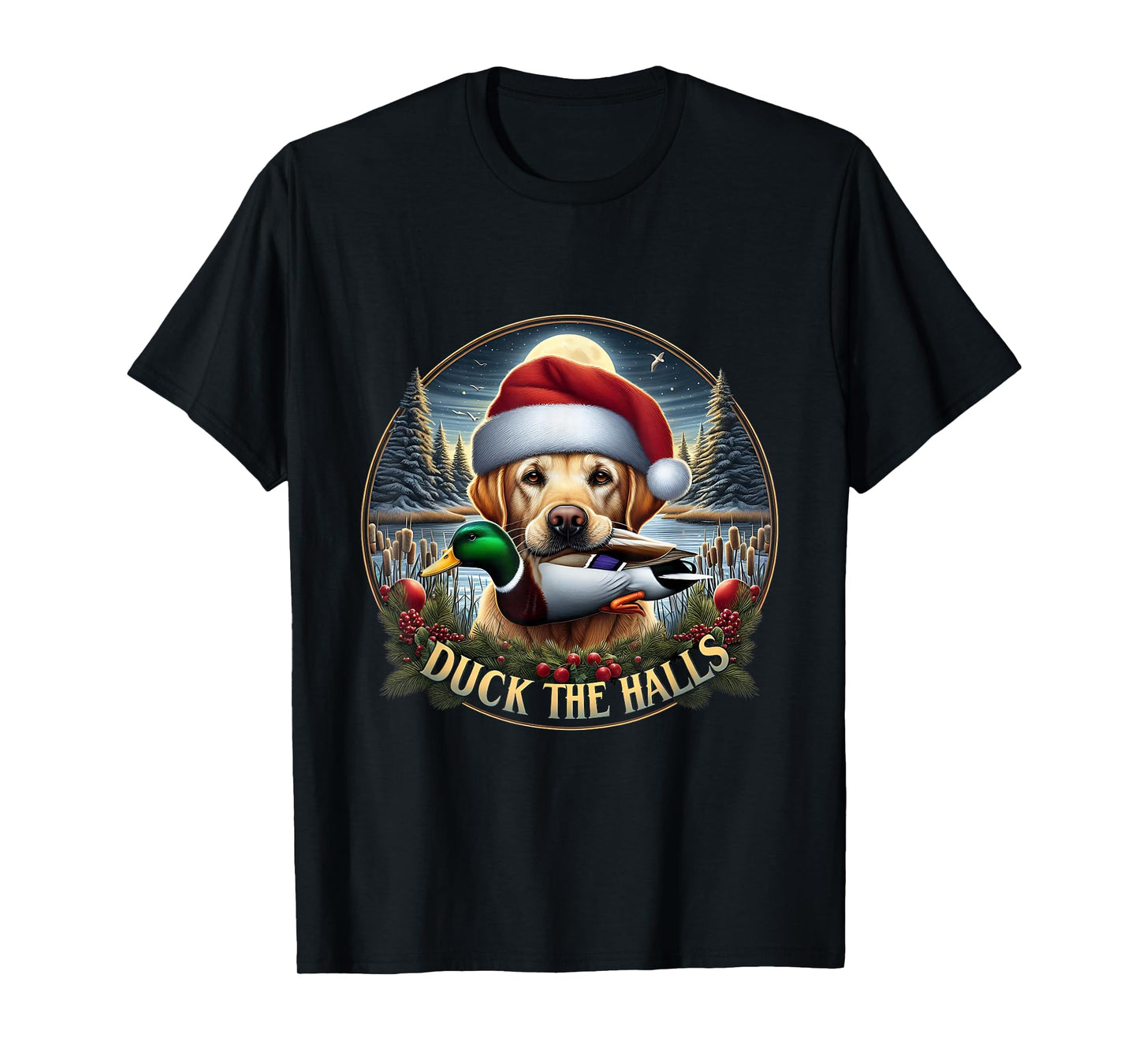 Dog Santa Duck Hunting Christmas Funny Adventure Awaits T-Shirt