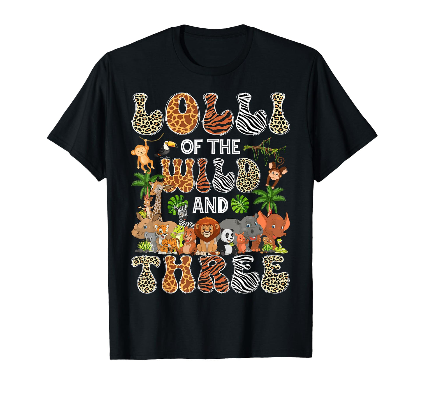Lolli Of The Wild And Three 3Rd Birthday Boy Safari Jungle T-Shirt