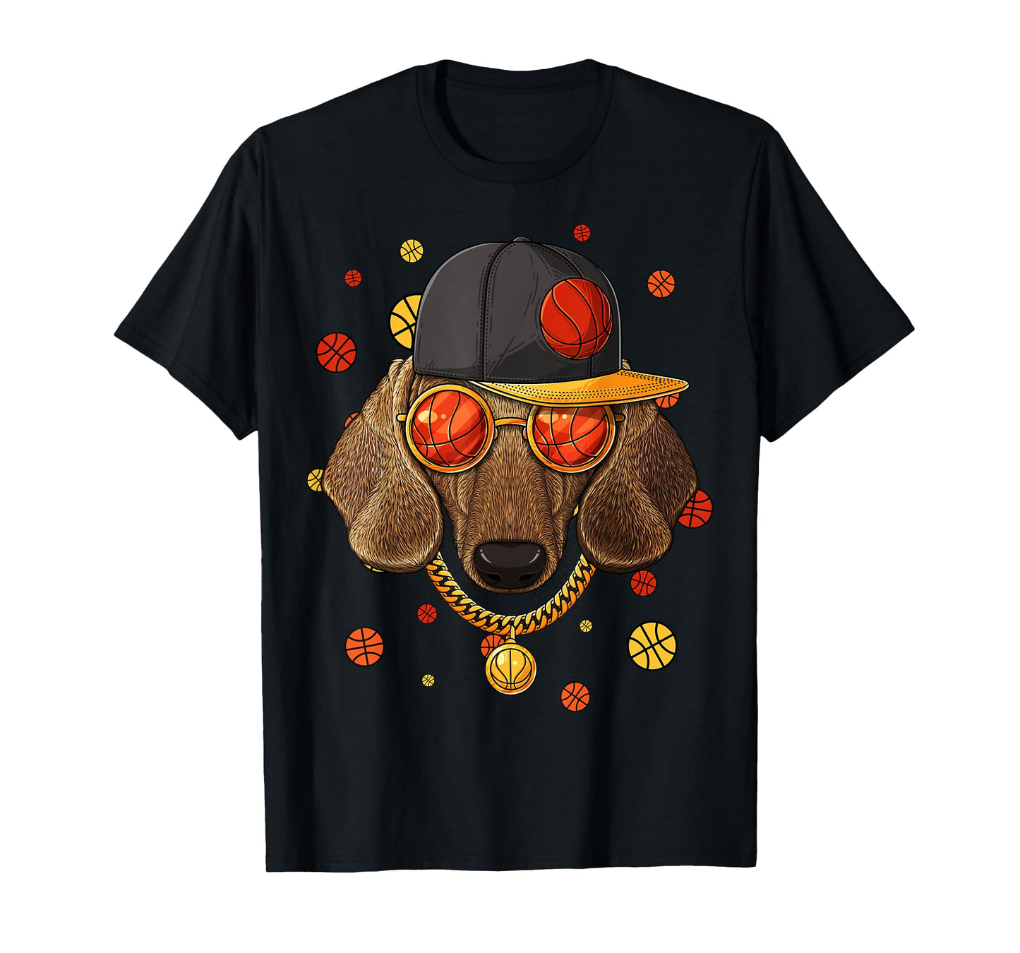 Dachshund Basketball Dog Bball Player Coach Sports Baller T-Shirt for Men Women Girls Kids