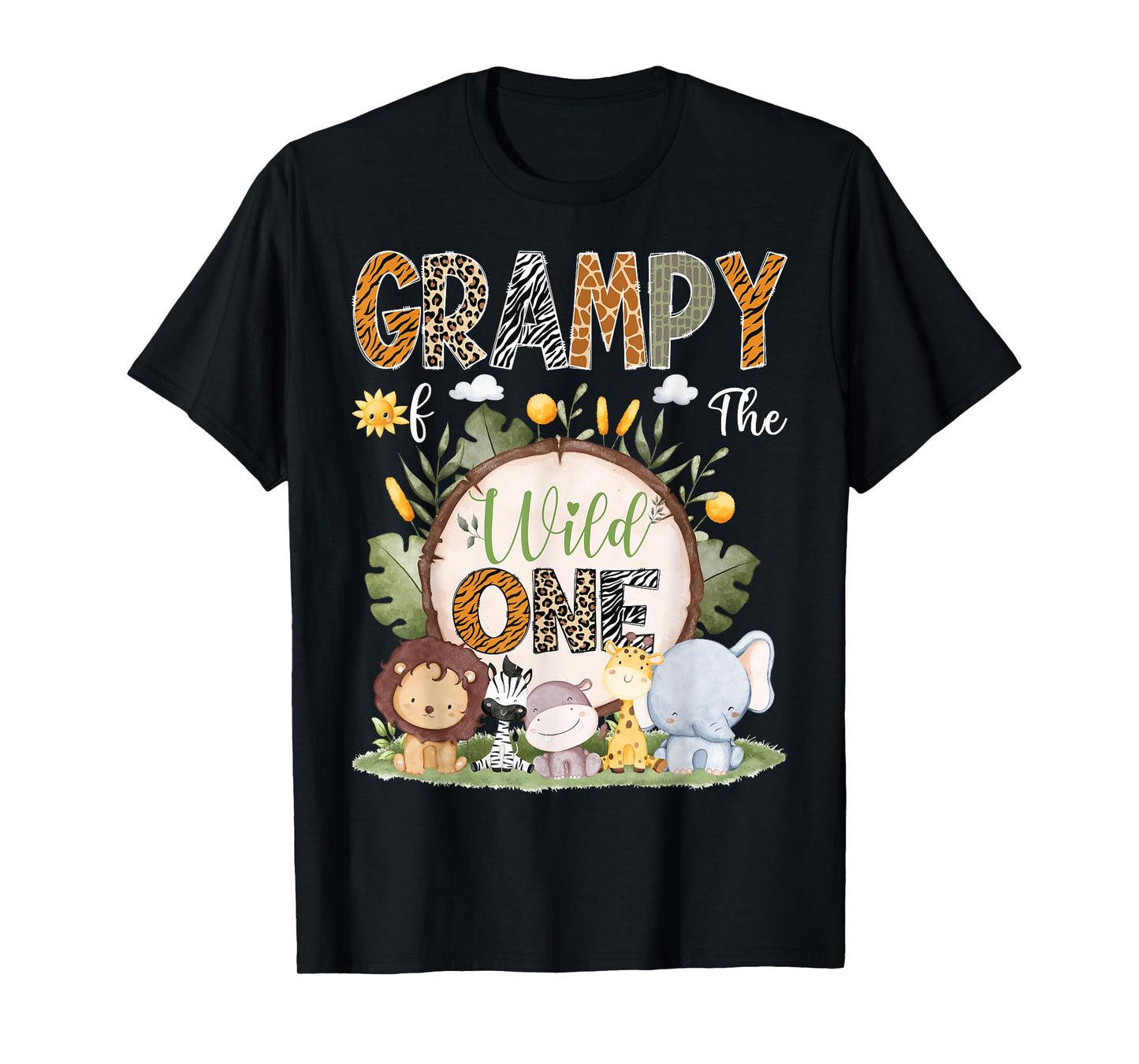 Grampy Of The Wild One 1St Birthday Kids Safari Woodland T-Shirt