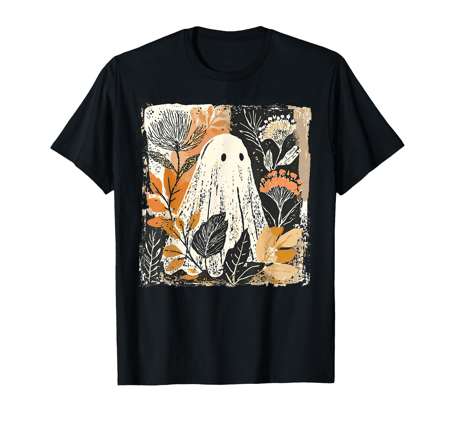 Funny Ghost Wildflower Spooky Season Happy Halloween Vintage T-Shirt