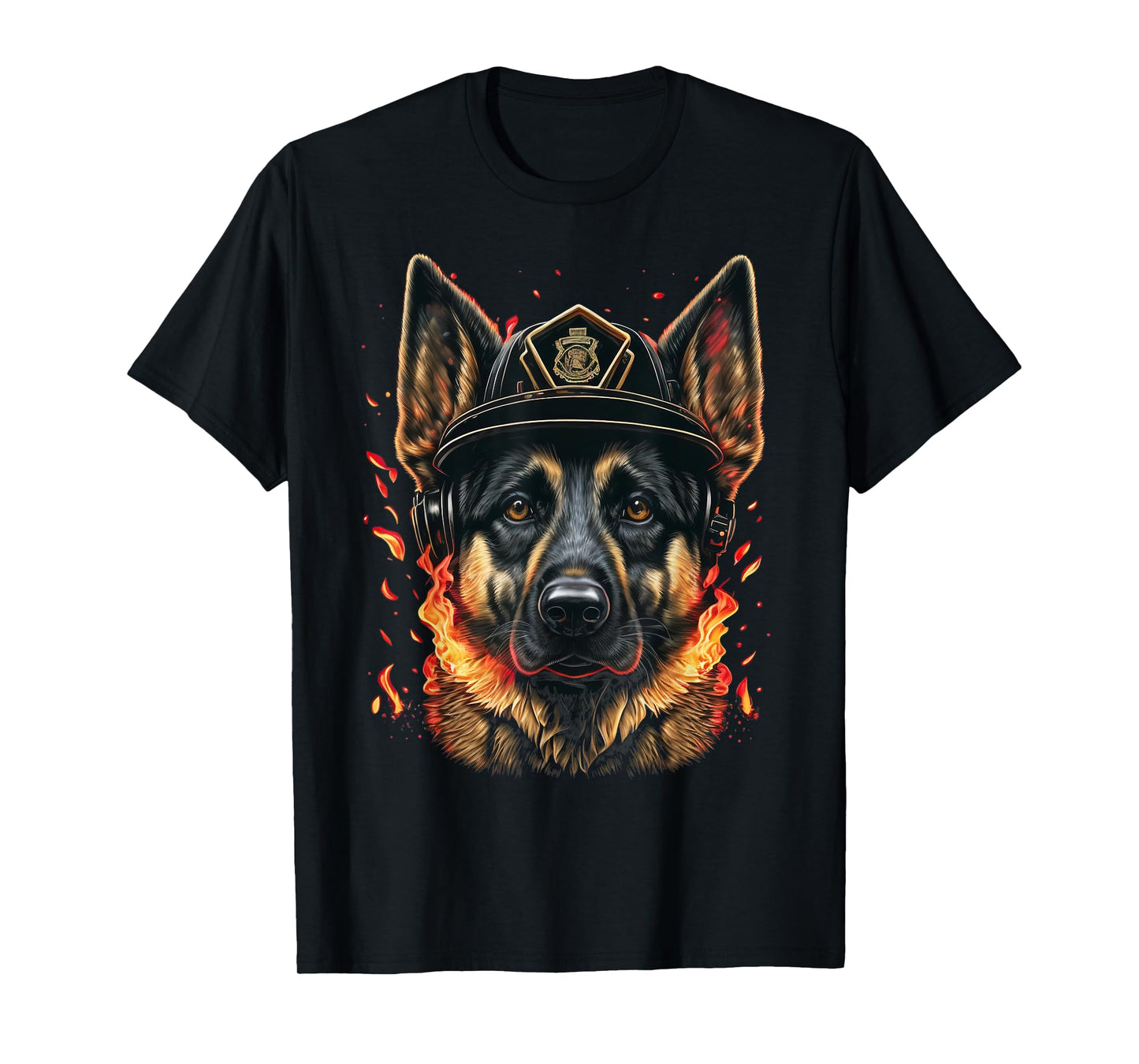 German Shepherd Fireman on Firefighter German Shepherd T-Shirt