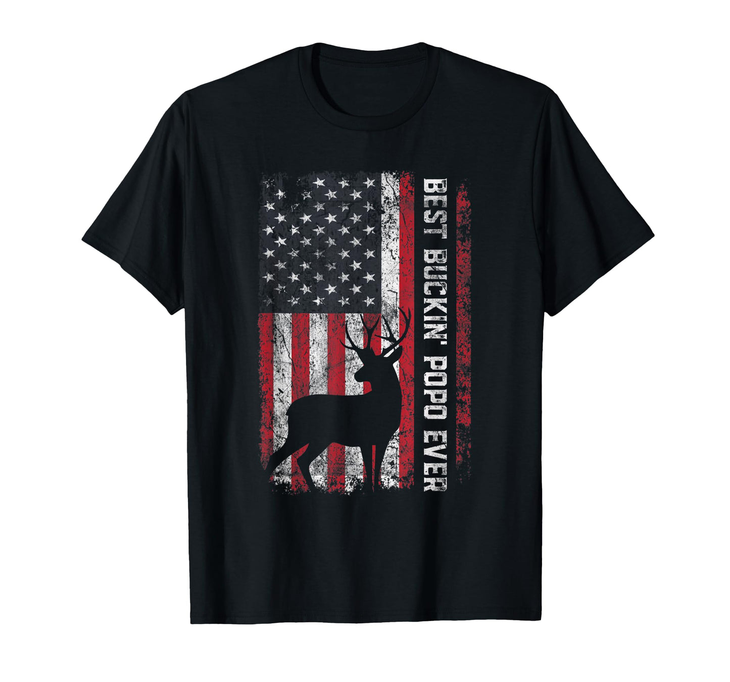 USA Flag Best Buckin Popo Ever Deer Hunting Fathers Day Men T-Shirt