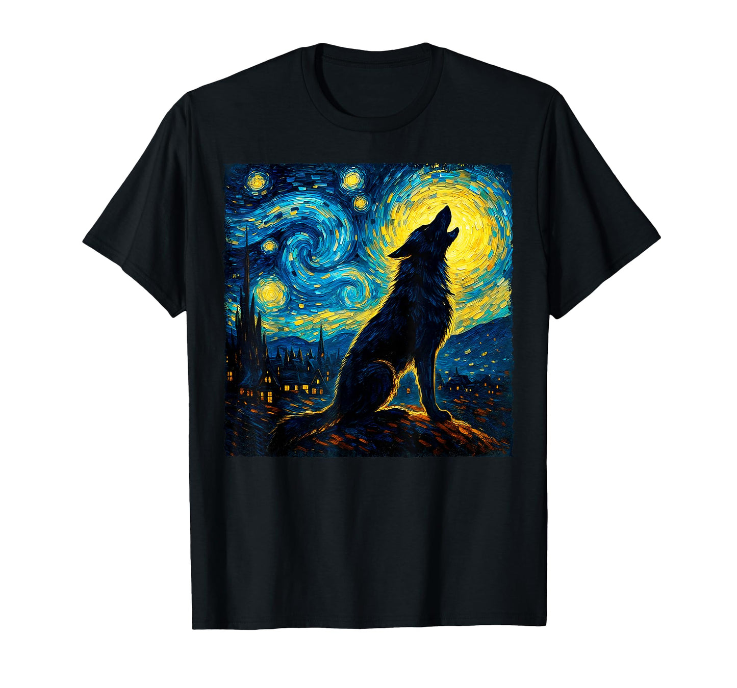 Wolf Starry Night Howling Moon Funny Gifts for Men Women Kid T-Shirt