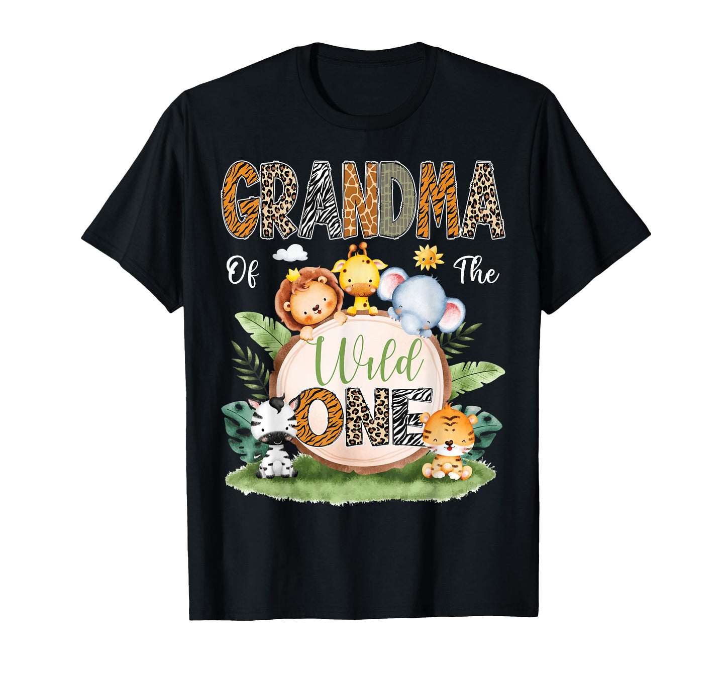 Grandma Of The Wild One 1St Birthday Kids Safari Jungle T-Shirt