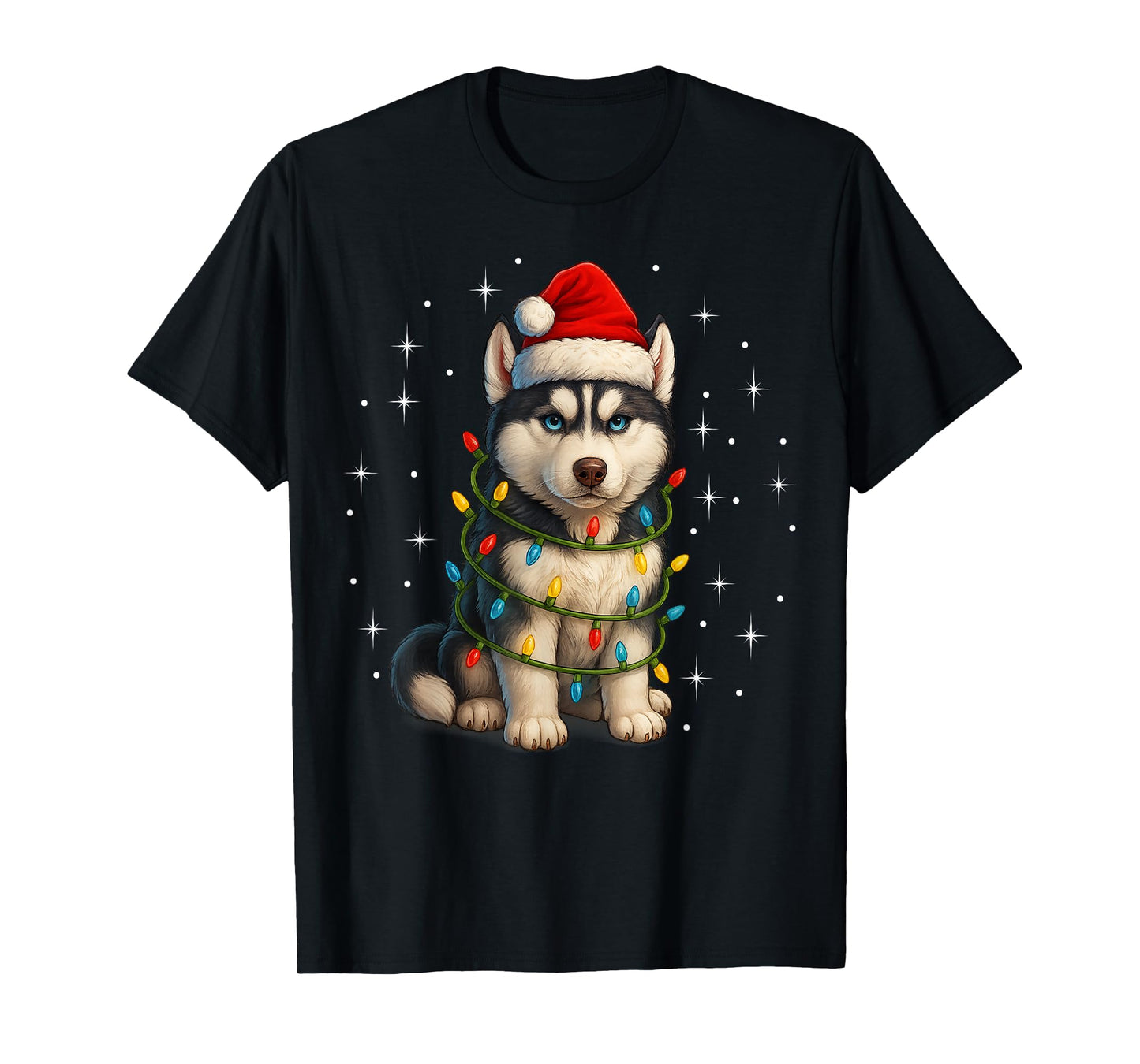 Funny Husky Dog Christmas PJ Pajama Men Women PJS for Family T-Shirt