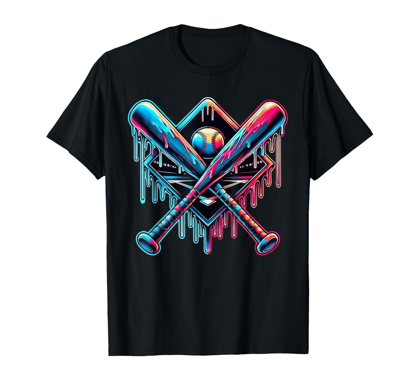 Baseball Drip for Boys Home Plate Ice Cream Drip Youth Sport T-Shirt