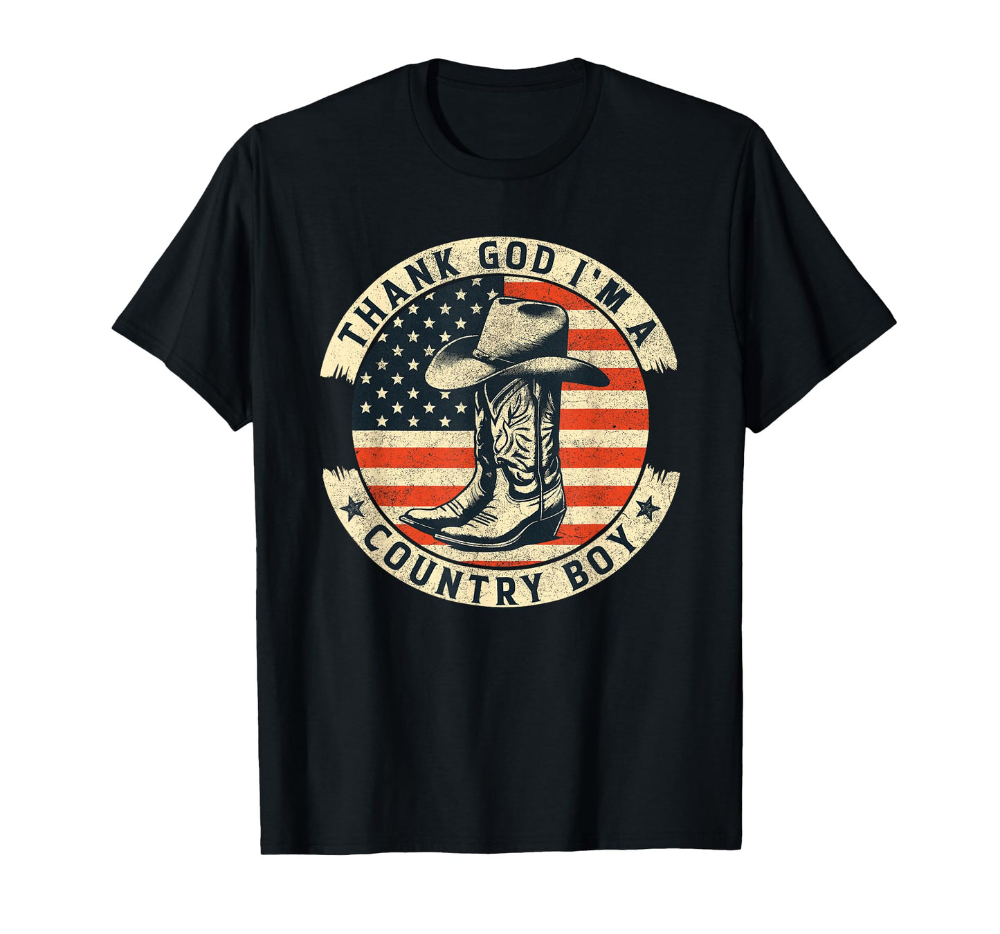 Thank God I'm A Country Music Boy Cowboy Western Retro T-Shirt