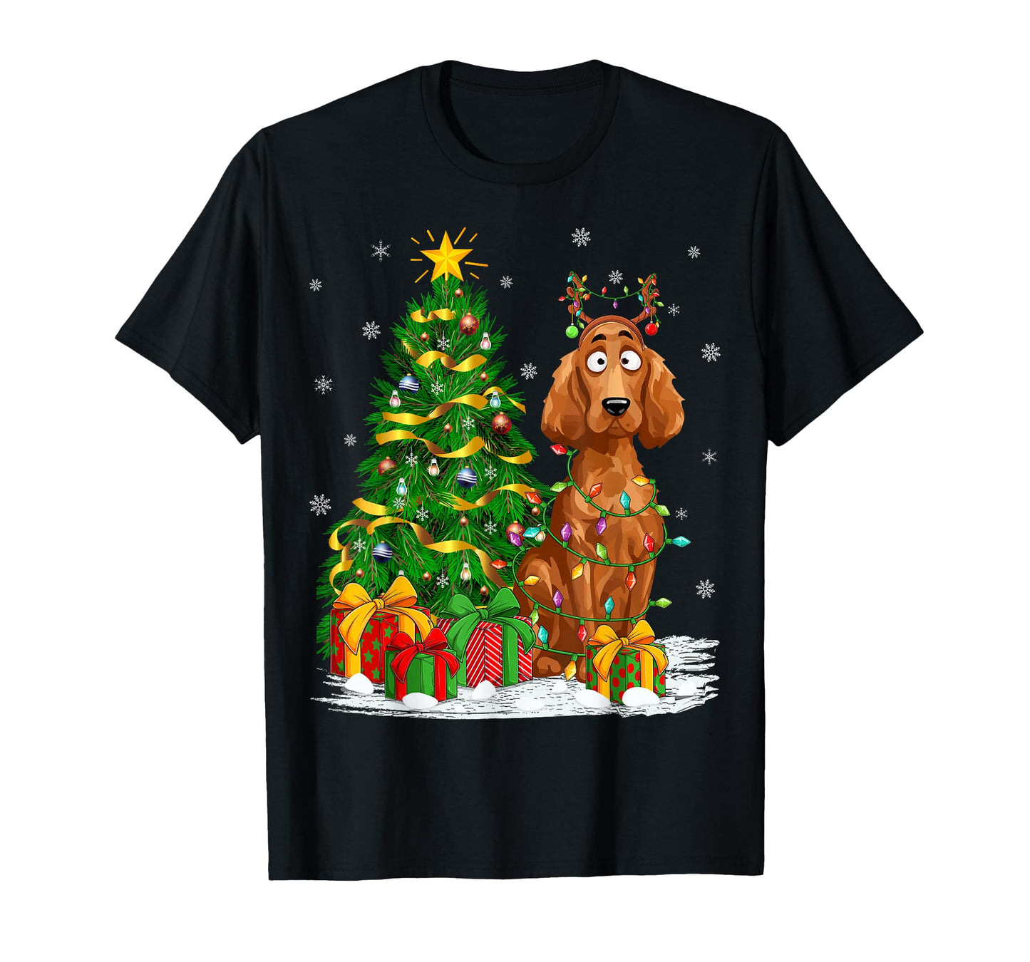 Irish Setter Dog Lover Xmas Lighting Irish Setter Christmas T-Shirt