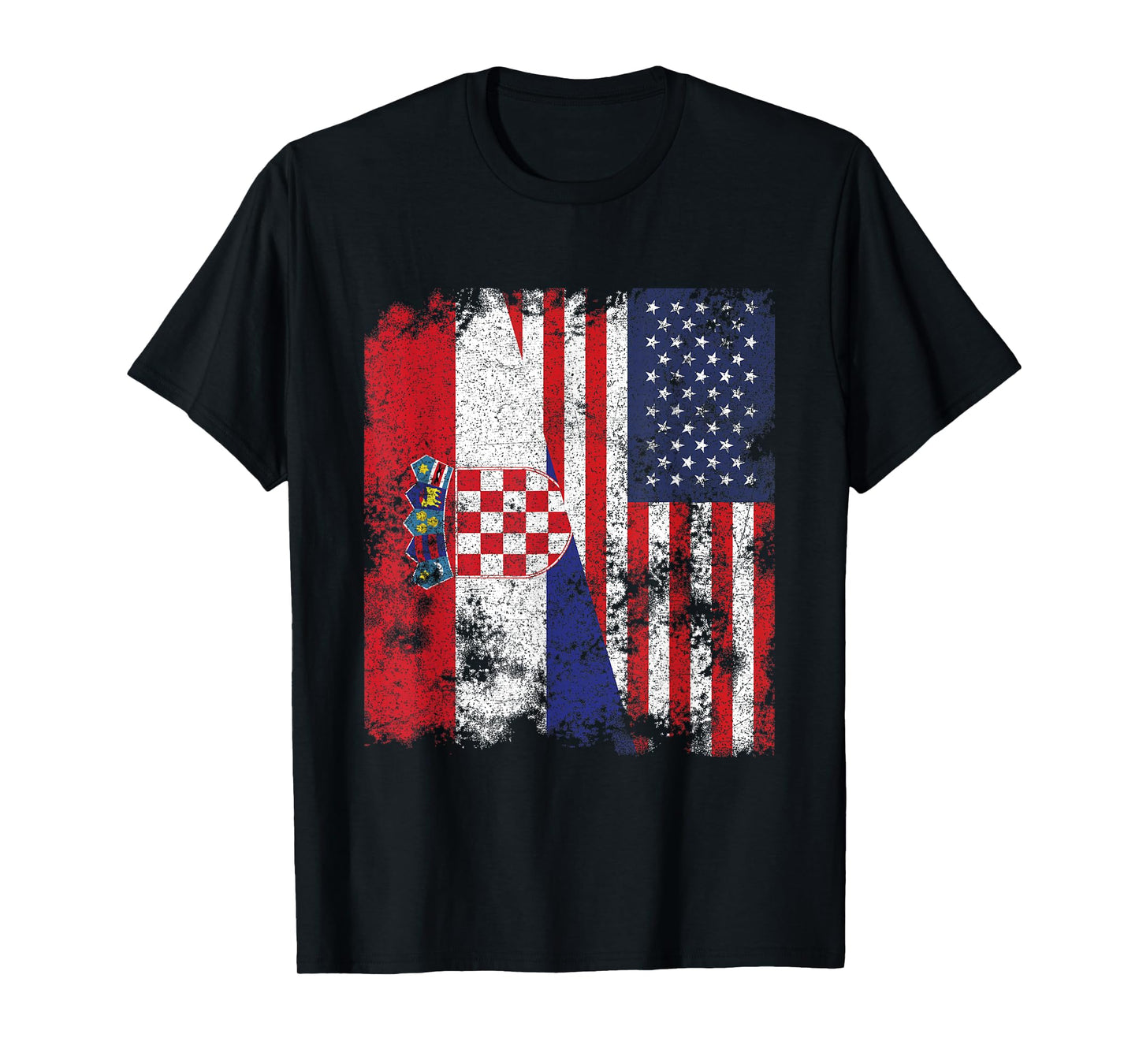 Croatia USA Flag Distressed - Half American T-Shirt