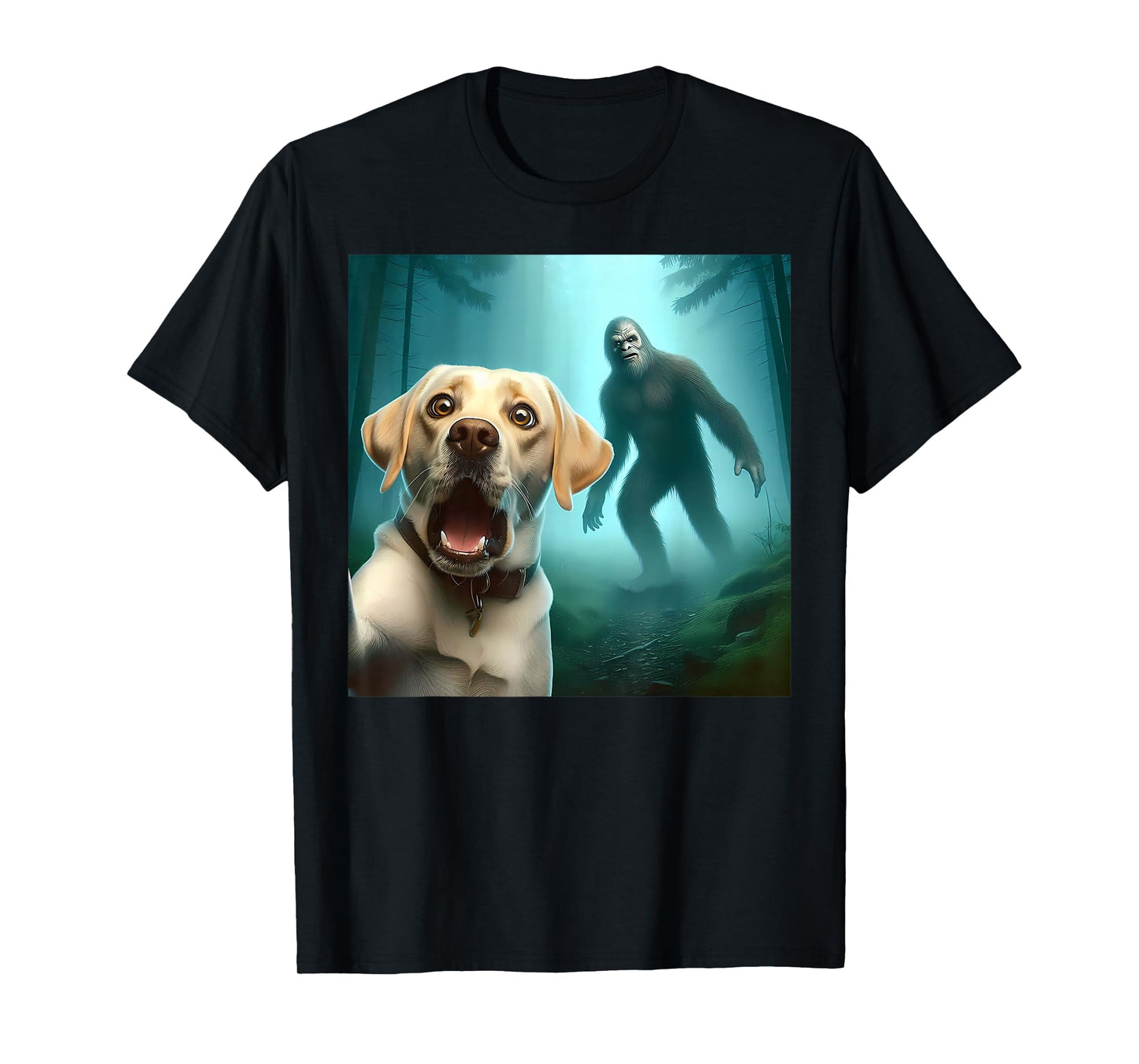 Labrador retriever Selfie with bigfoot sasquatch T-Shirt