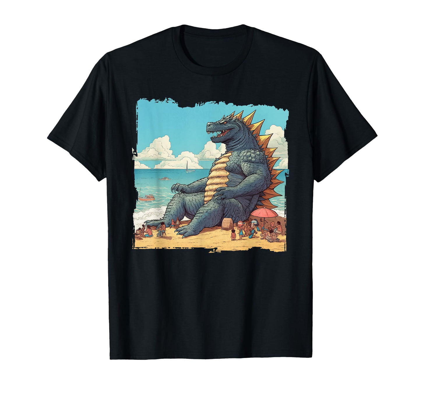 Kaiju on The Beach Suntanning Vacation Ocean Holiday Party T-Shirt