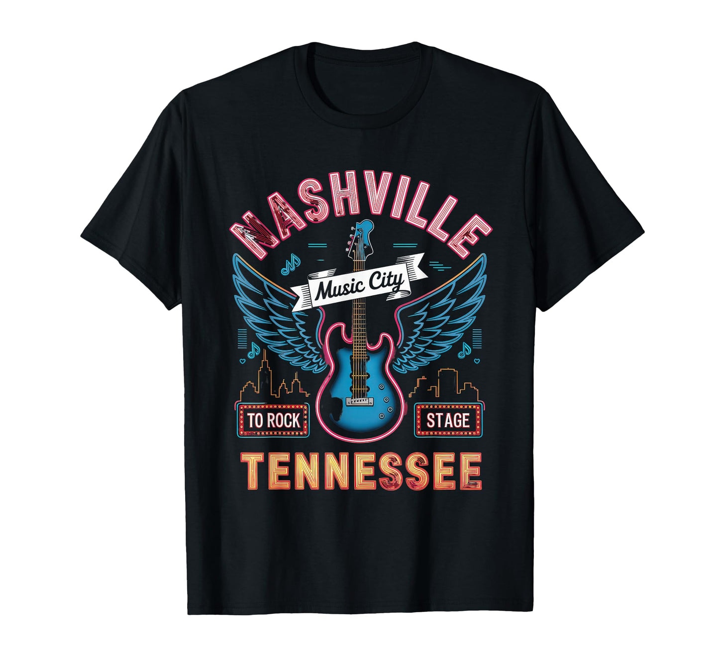 Nashville Music City Tshirt Women Men Tennessee Rock Country T-Shirt
