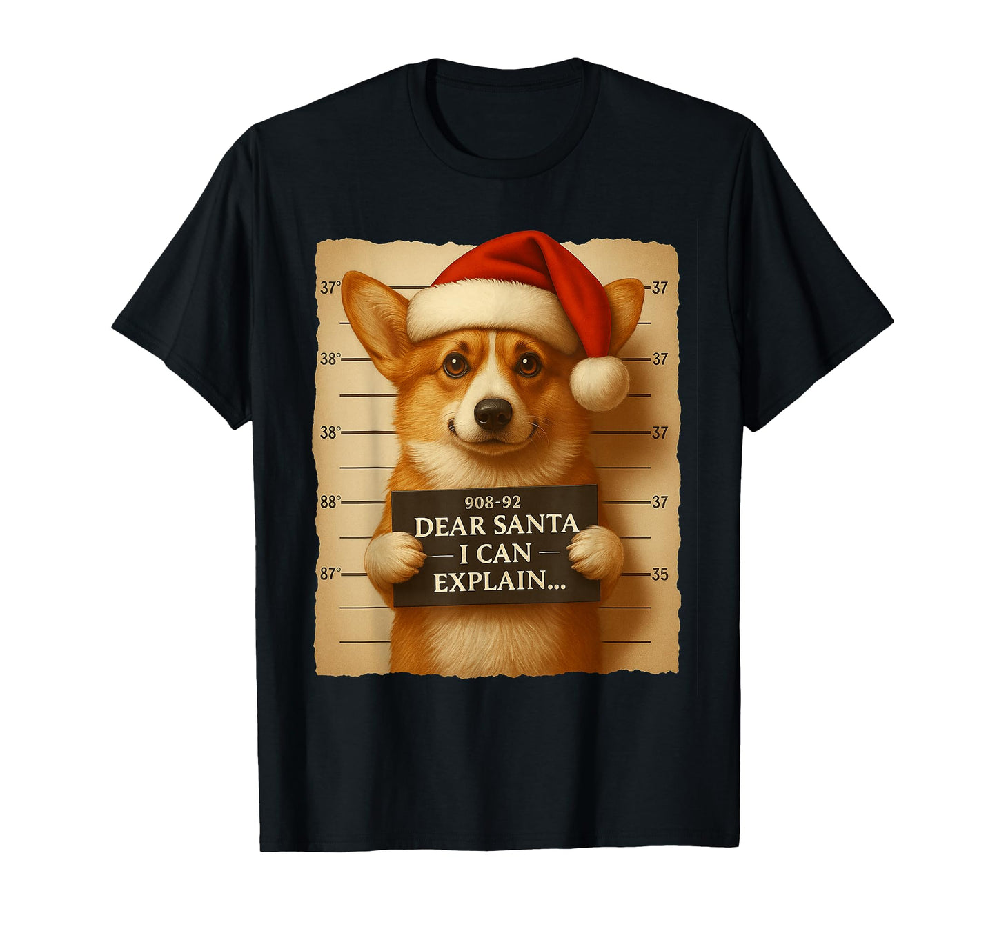 Funny Christmas Dog - Cute Corgi Santa Hat Tee T-Shirt
