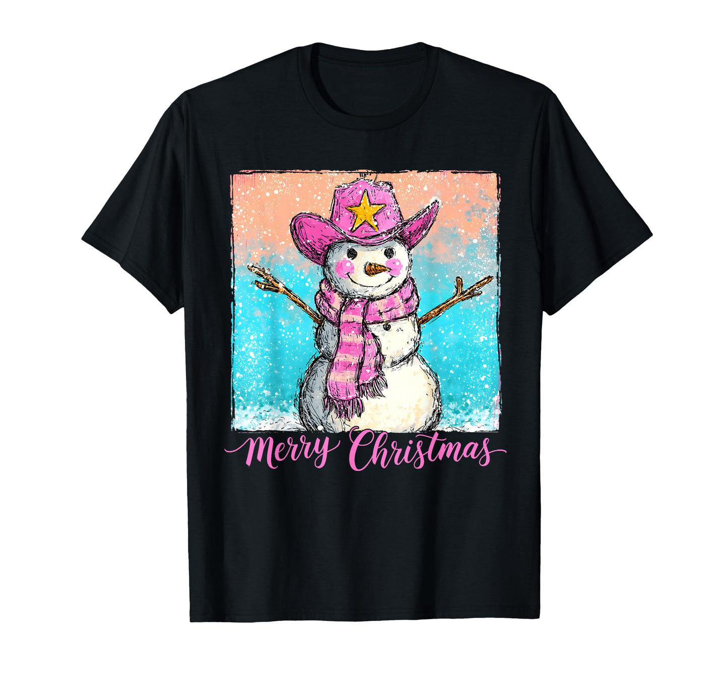 Funny Howdy Cowboy Snowman Western Merry Christmas 2025 T-Shirt